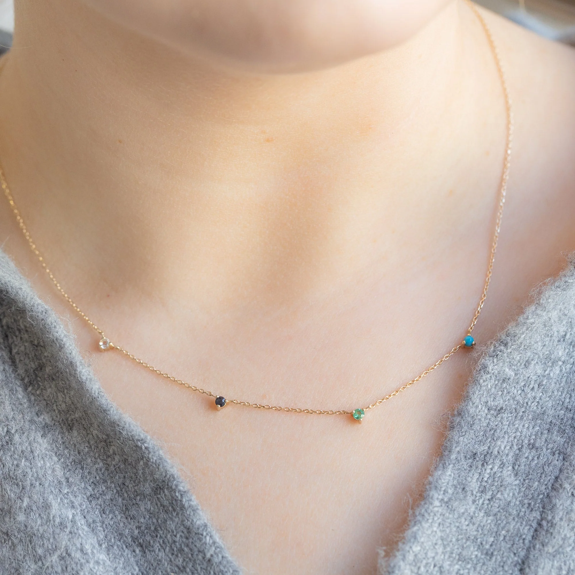 The Custom Multi-Birthstone Necklace | 4 Stones - Image 2