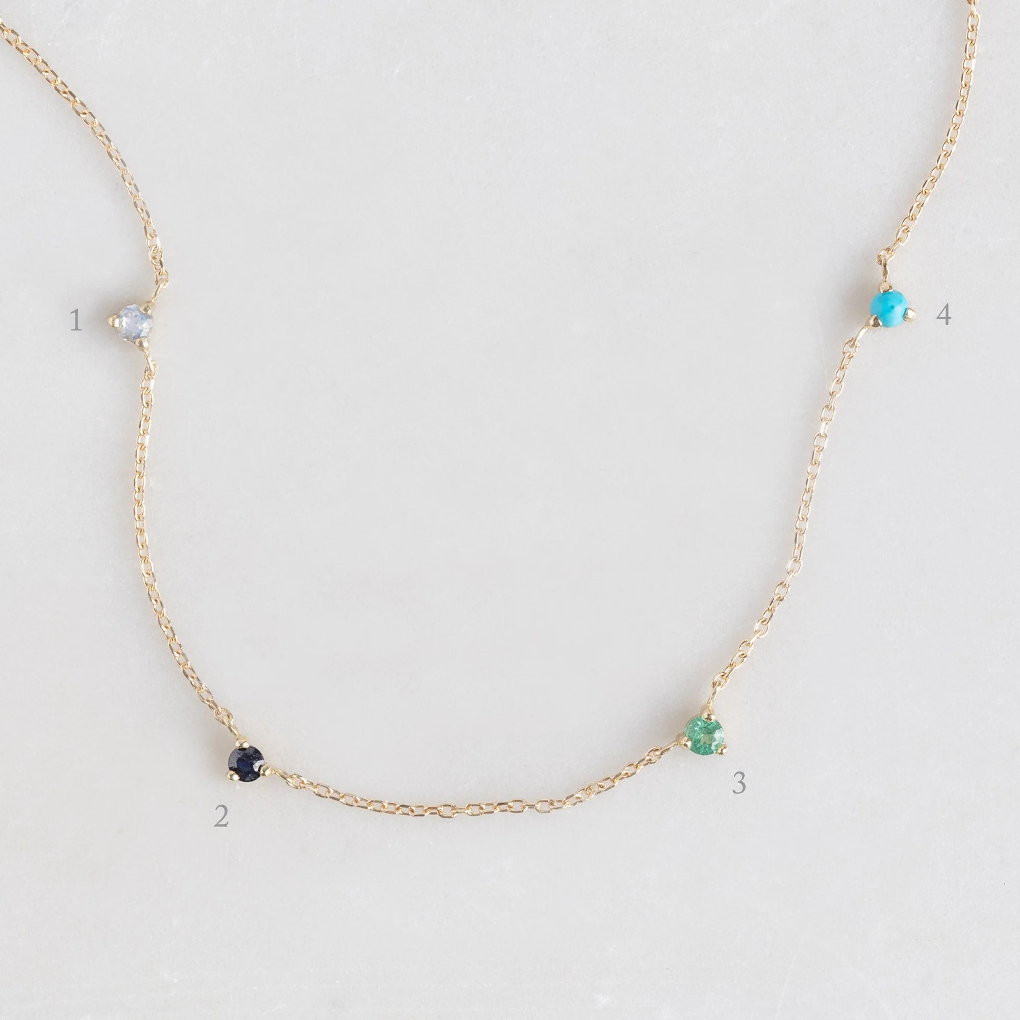 The Custom Multi-Birthstone Necklace | 4 Stones - Image 3