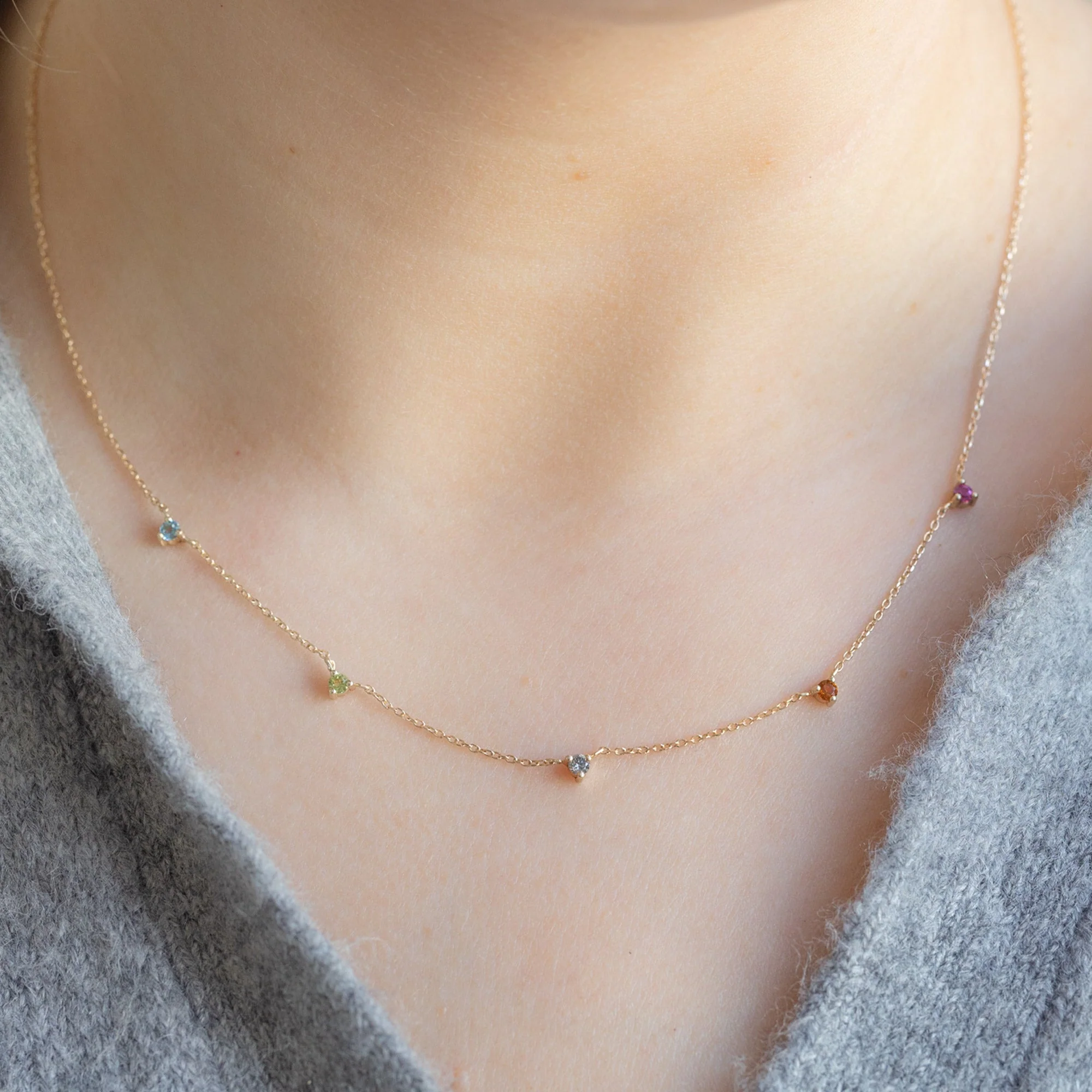 The Custom Multi-Birthstone Necklace | 5 Stones - Image 2