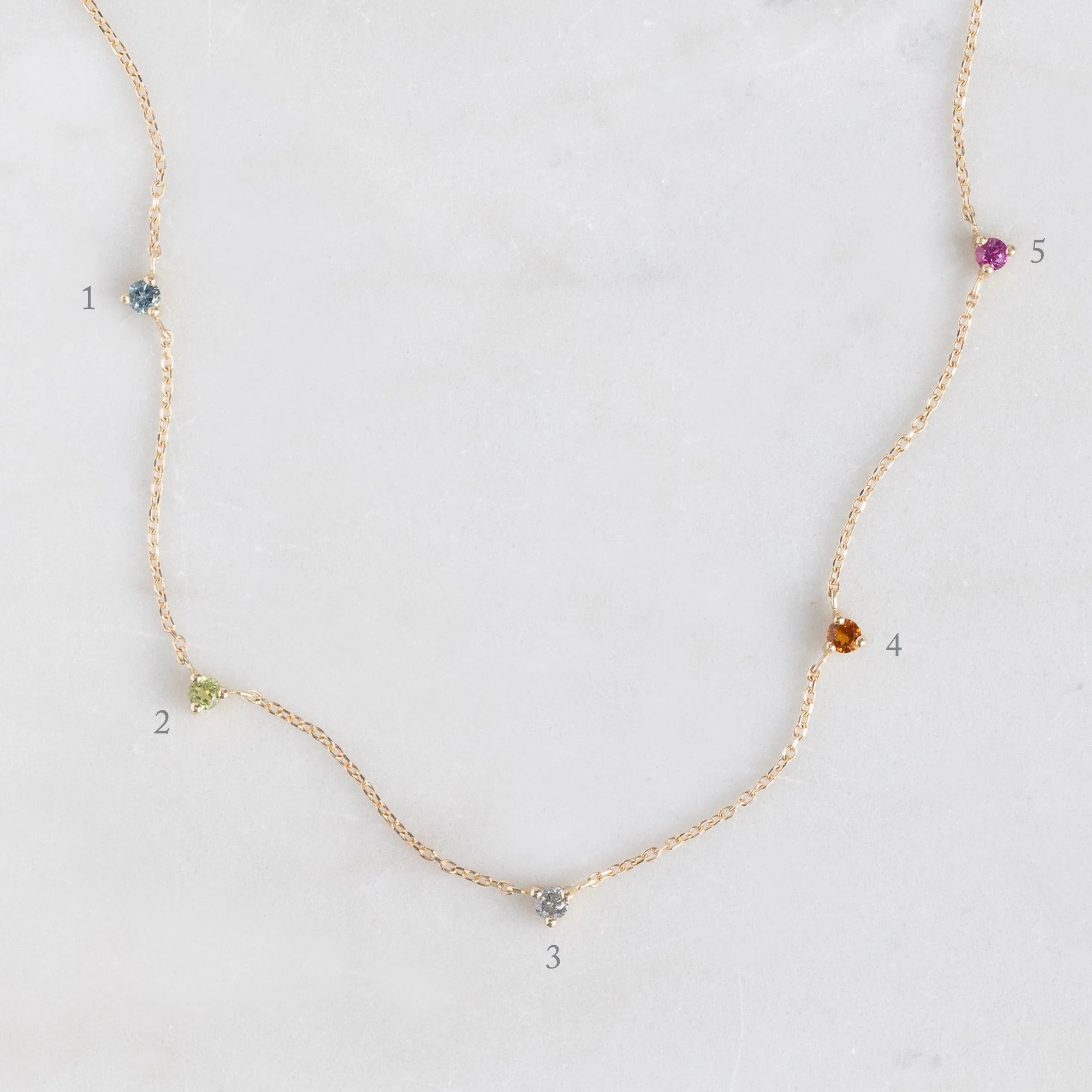 The Custom Multi-Birthstone Necklace | 5 Stones - Image 3