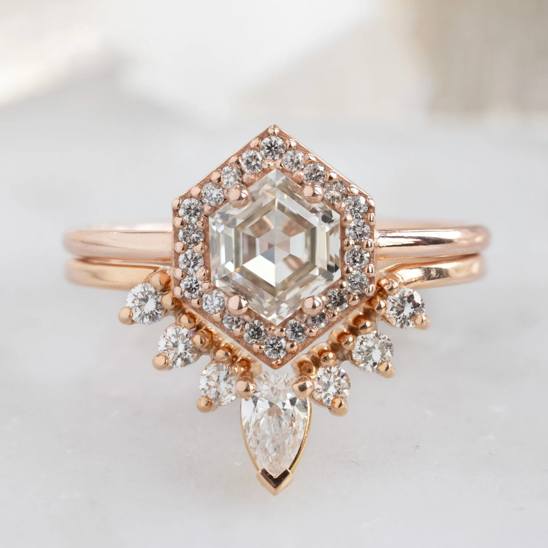 The Dahlia Ring | 0.77ct Hexagon Pink Diamond in 14K Rose Gold - Image 3