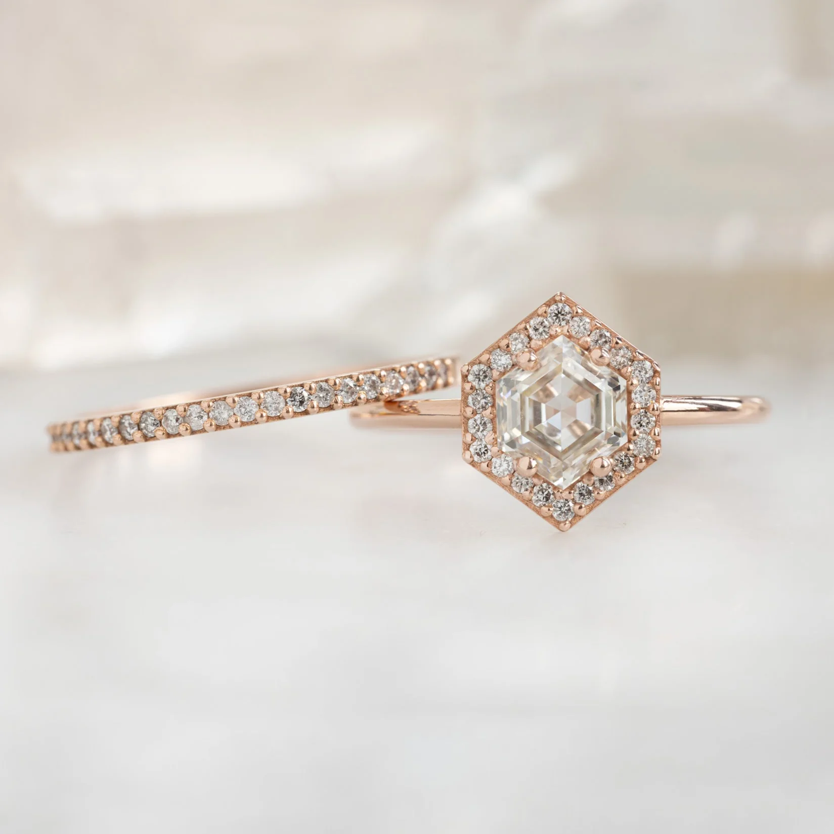 The Dahlia Ring | 0.77ct Hexagon Pink Diamond in 14K Rose Gold - Image 7