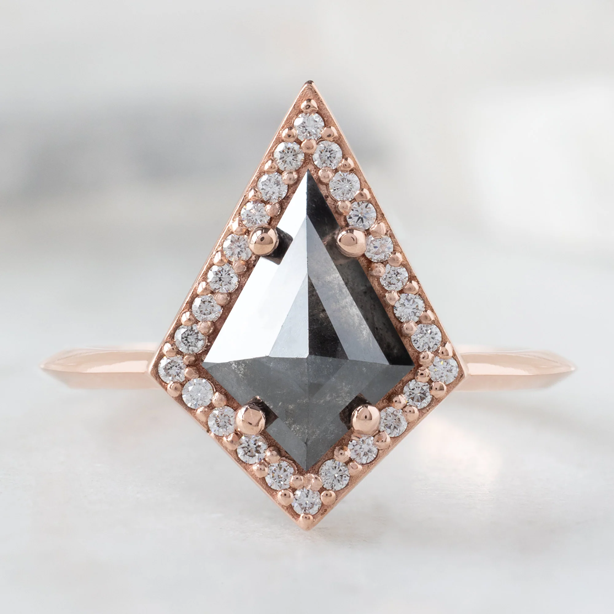 The Dahlia Ring | 0.89ct Black Kite Diamond in 14K Rose Gold