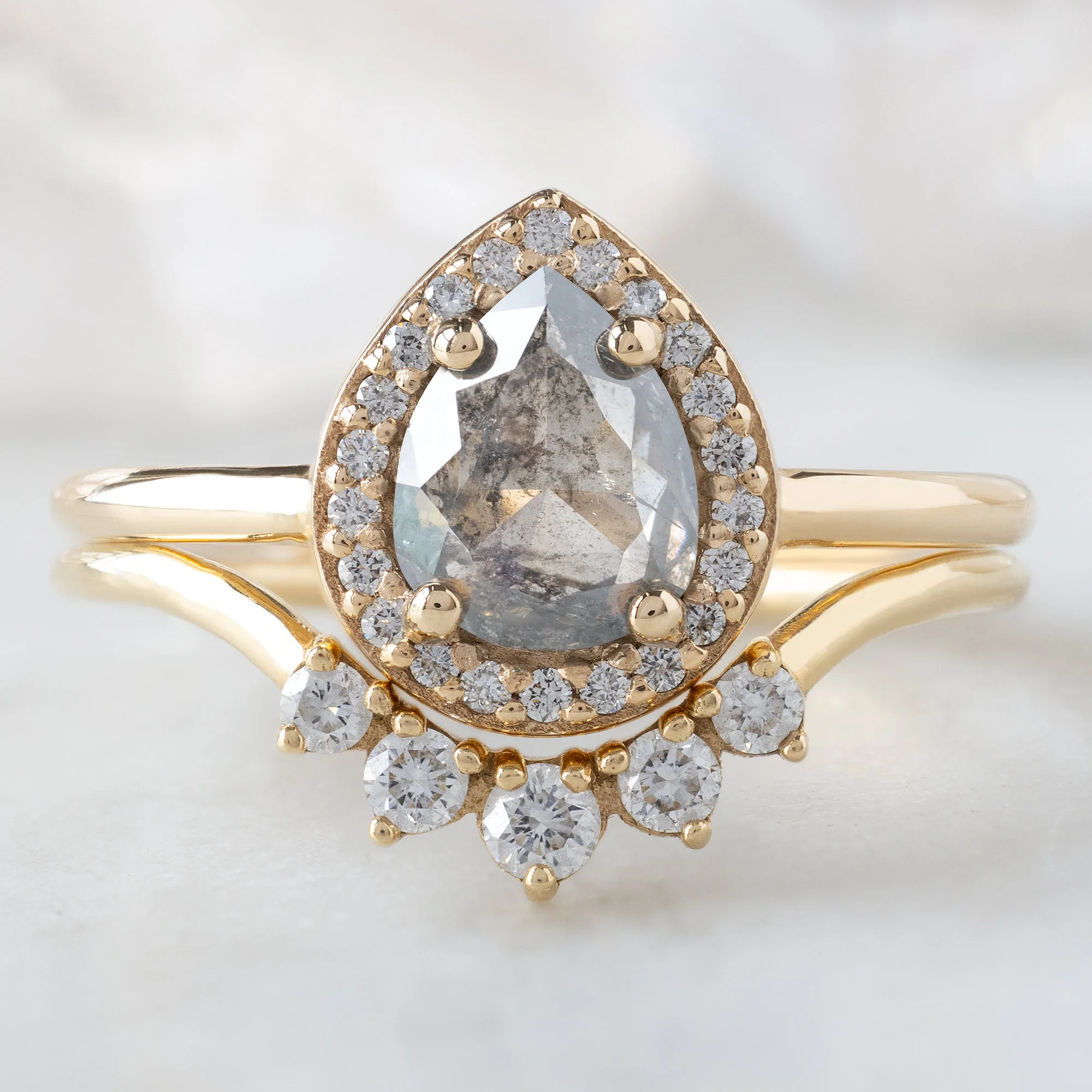The Dahlia Ring | 0.90ct Pear Grey Diamond in 14K Yellow Gold - Image 3