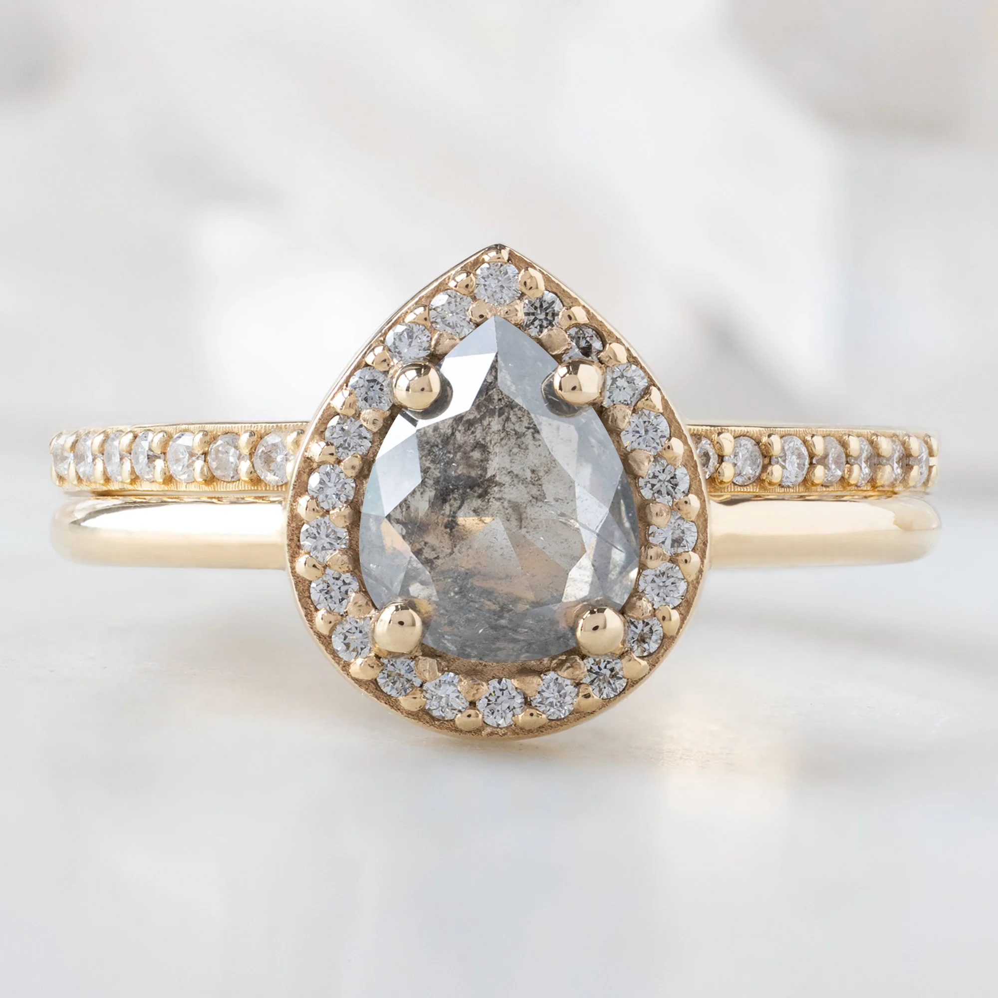 The Dahlia Ring | 0.90ct Pear Grey Diamond in 14K Yellow Gold - Image 4