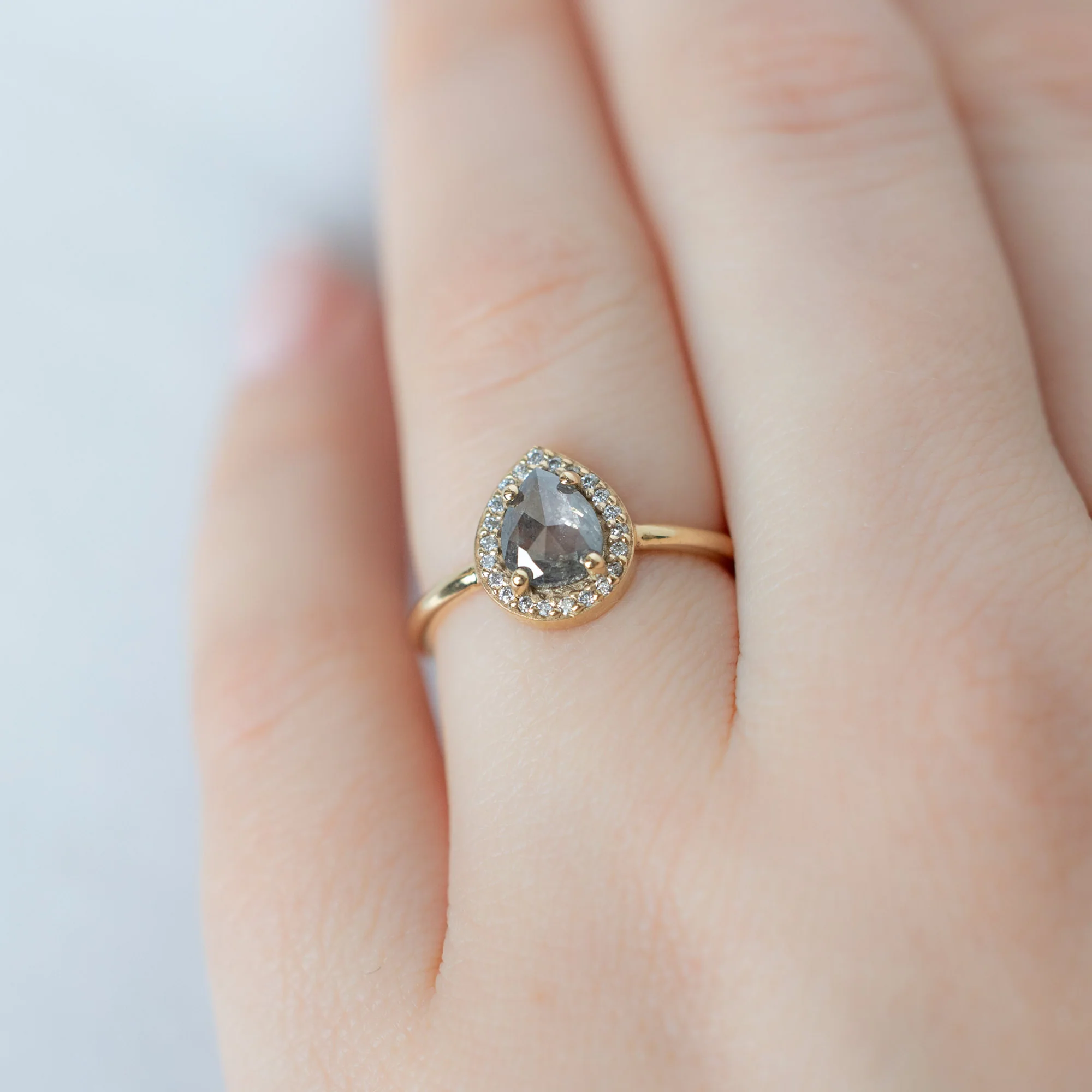 The Dahlia Ring | 0.90ct Pear Grey Diamond in 14K Yellow Gold - Image 5