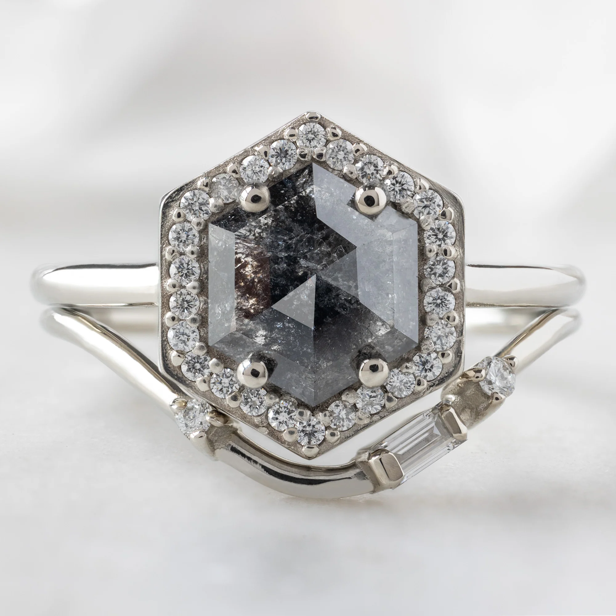 The Dahlia Ring | 1.08ct Hexagon Black Diamond in 14K White Gold - Image 3