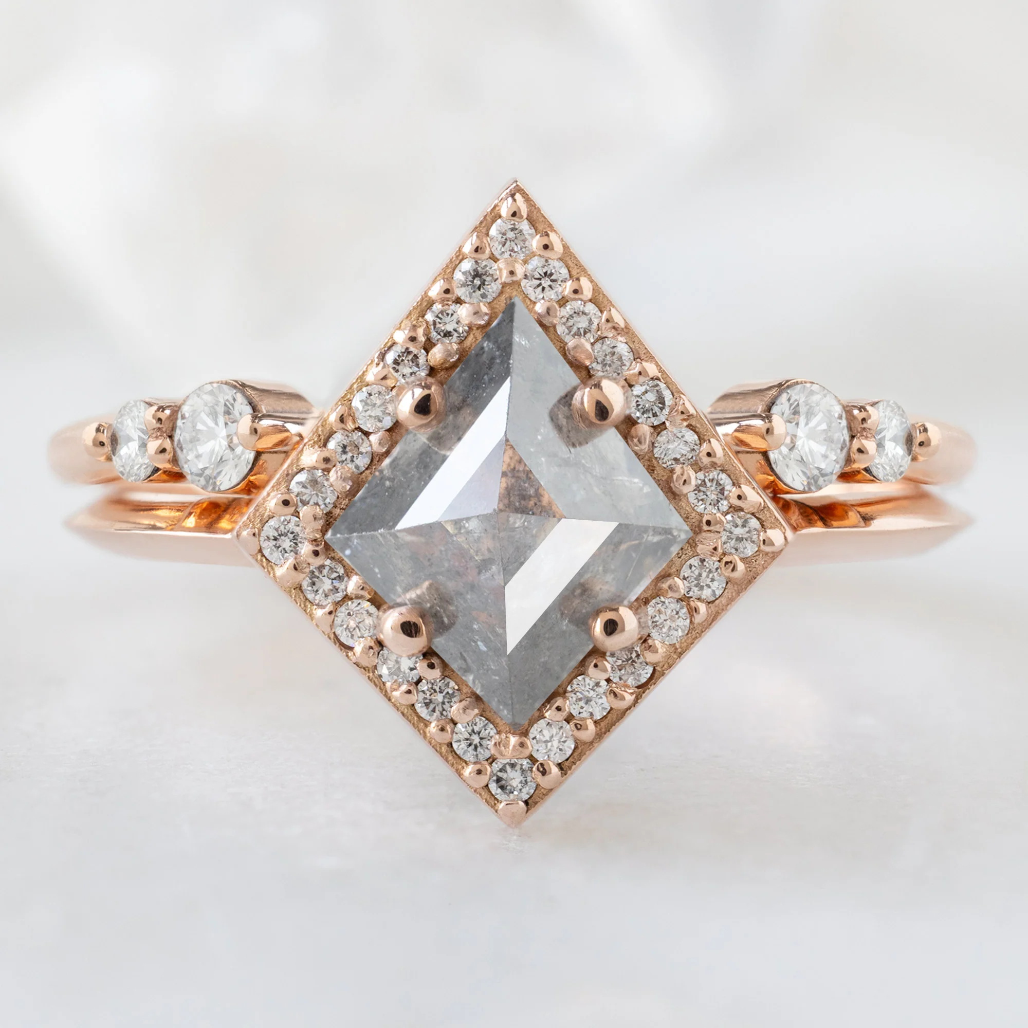 The Dahlia Ring | .99ct Kite Salt and Pepper Diamond in 14K Rose Gold - Image 3