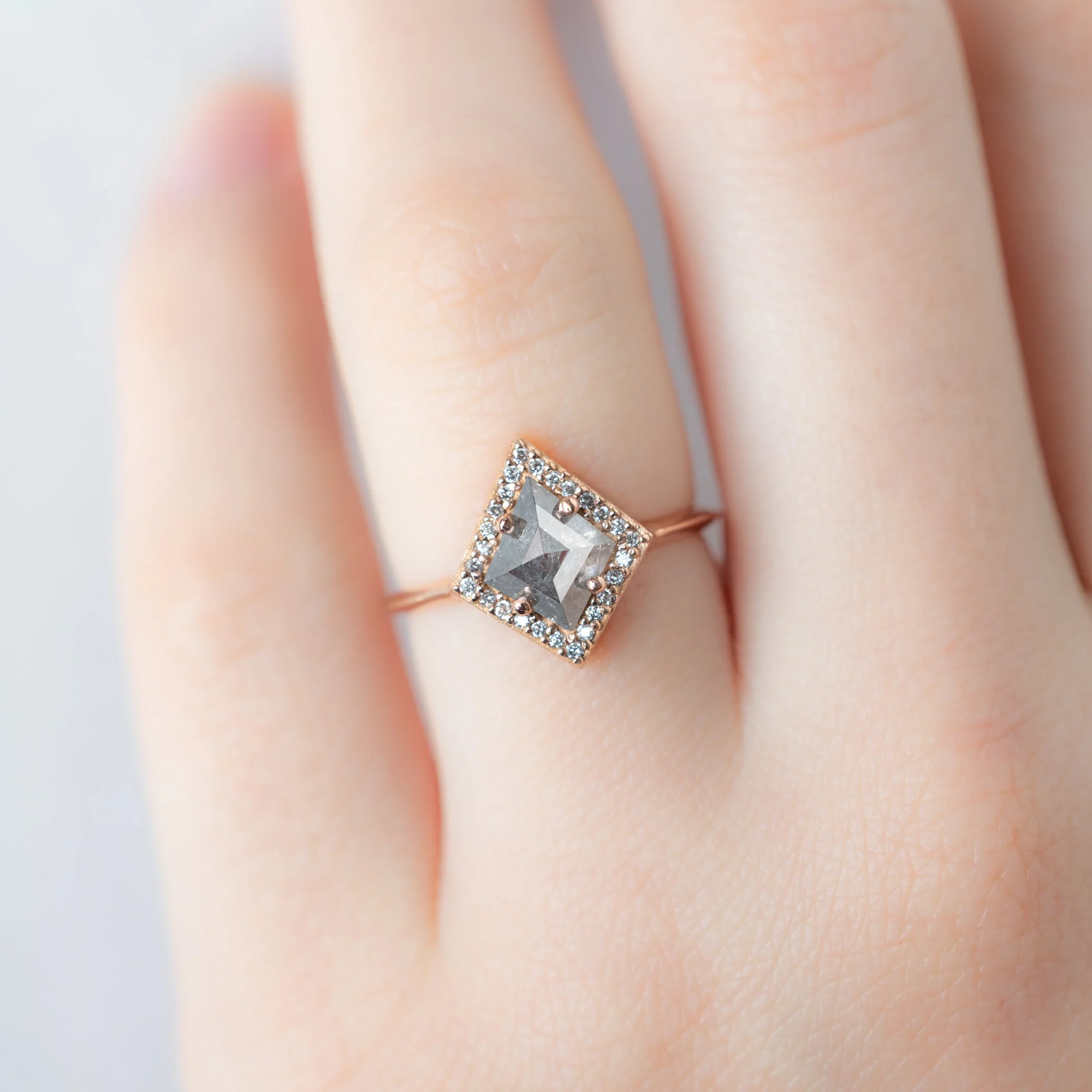 The Dahlia Ring | .99ct Kite Salt and Pepper Diamond in 14K Rose Gold - Image 4