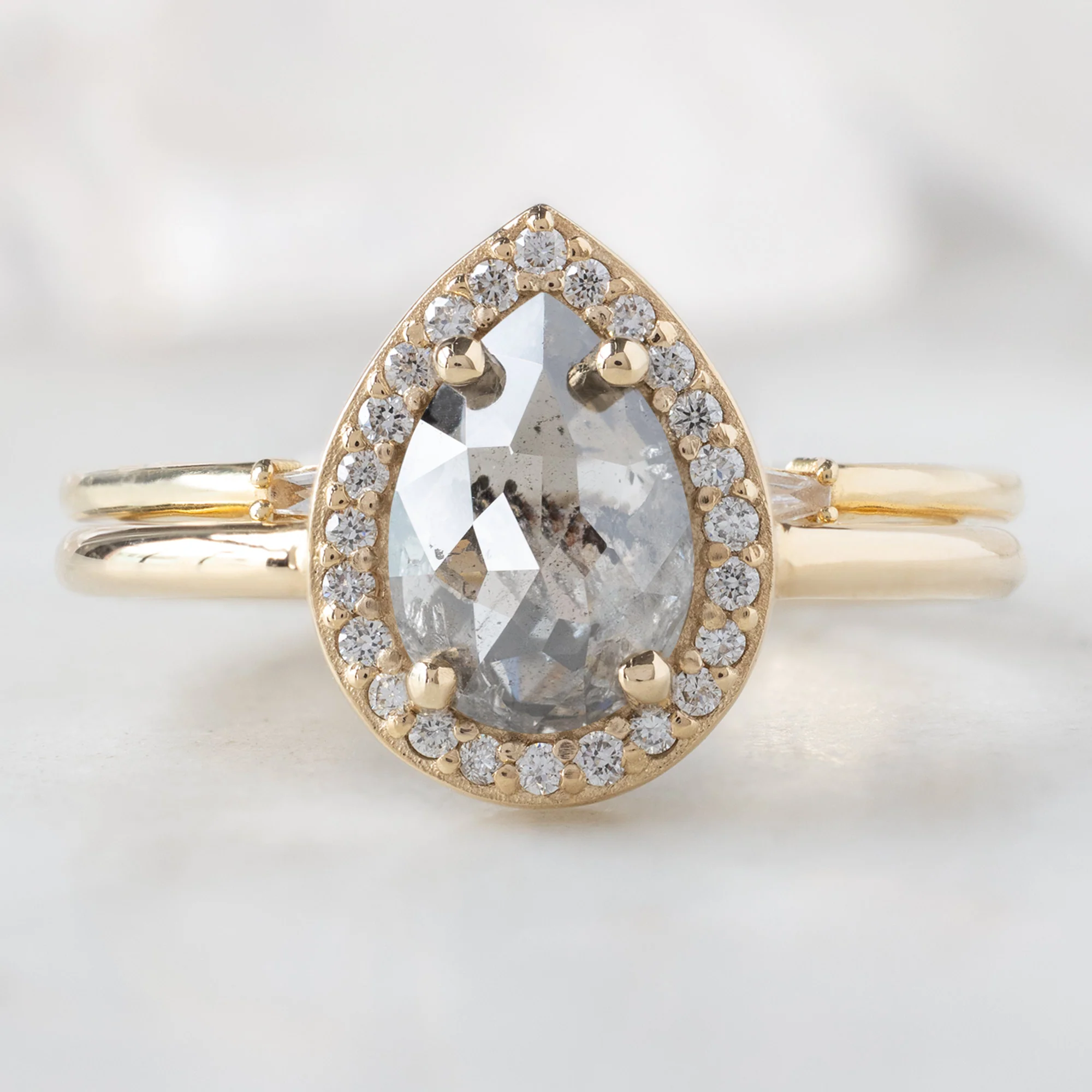 The Dahlia Ring | Build Your Own Pear Salt and Pepper Diamond Engagement Ring - Image 3