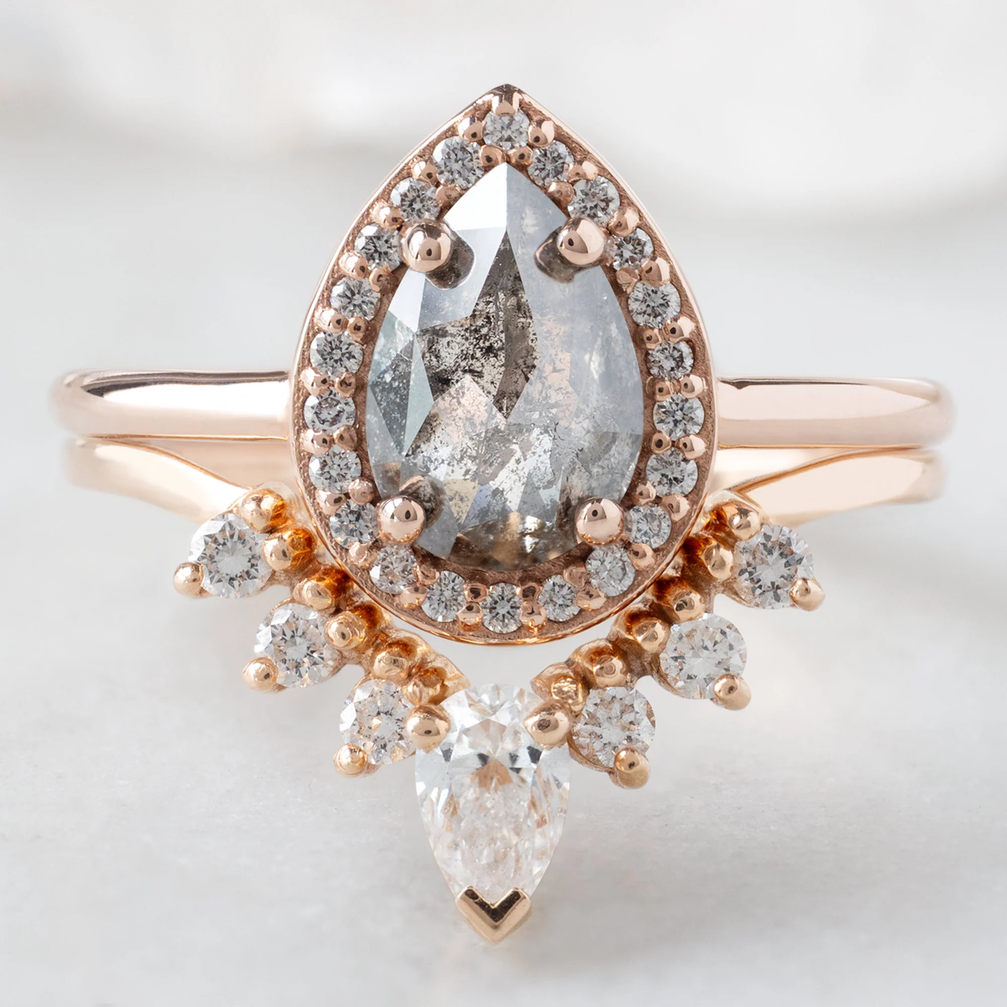 The Dahlia Ring | Build Your Own Pear Salt and Pepper Diamond Engagement Ring - Image 4