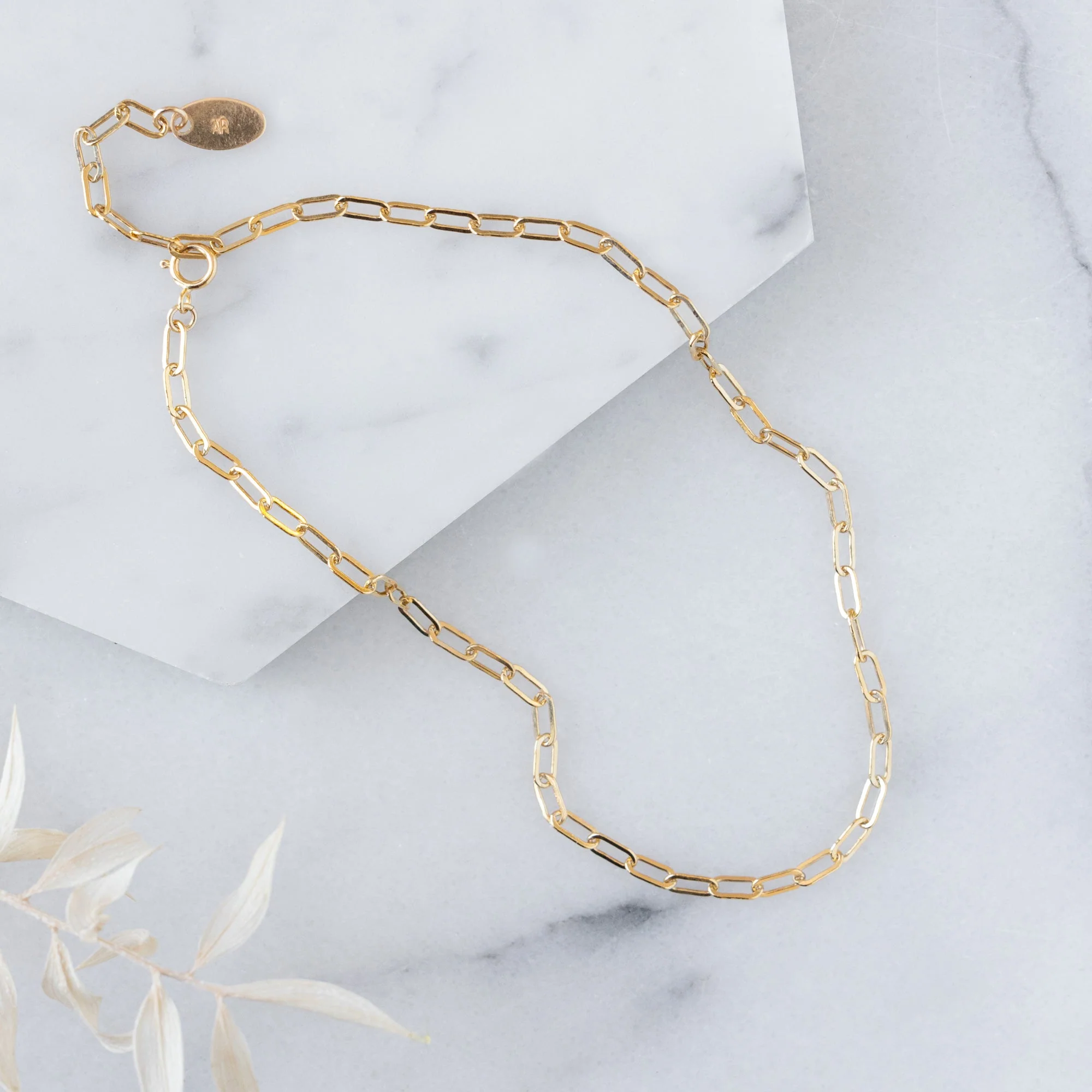 The Drawn Cable Chain Anklet | Yellow Gold