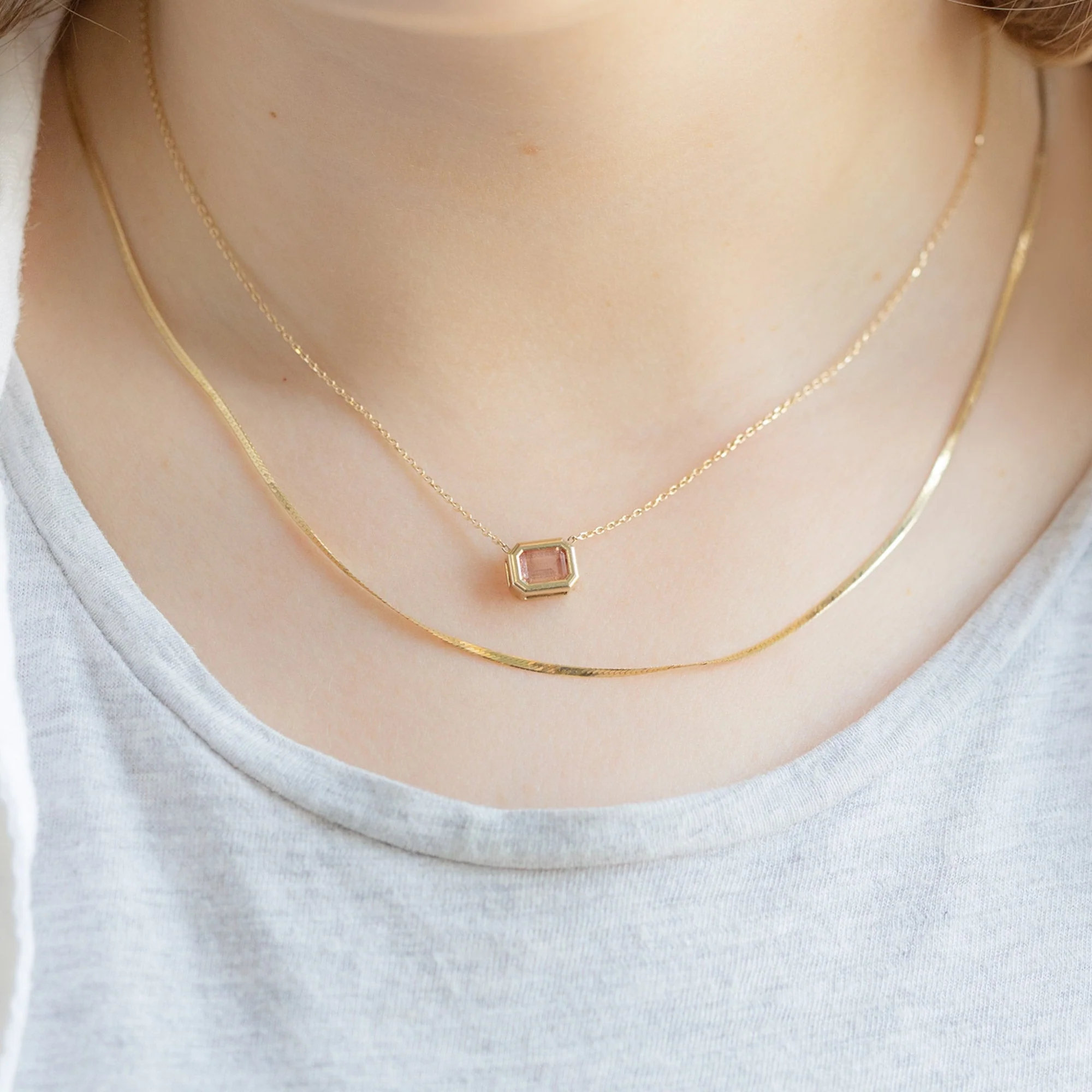The Emerald-Cut Sunstone Necklace | Yellow Gold - Image 4