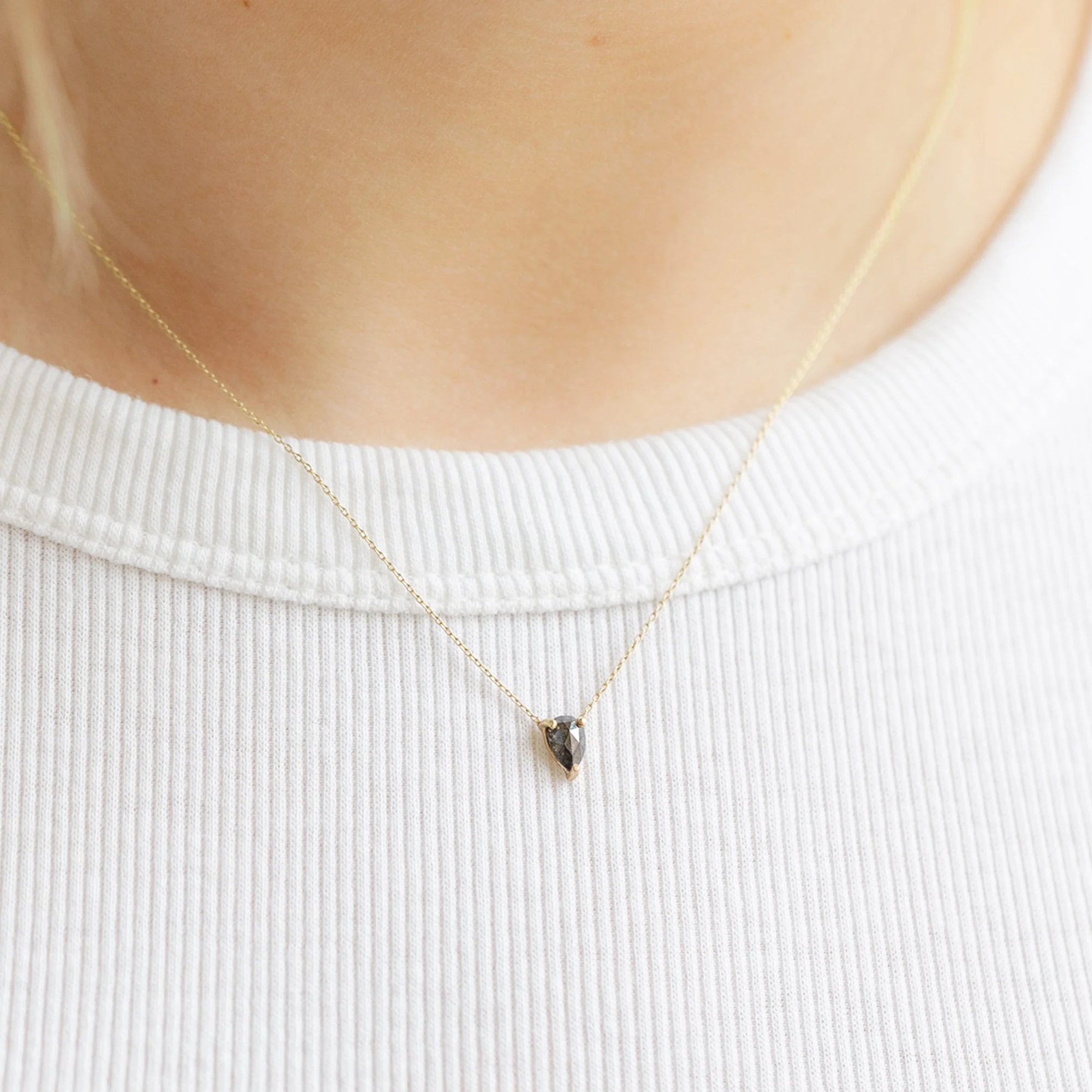 The Galaxy Salt and Pepper Diamond Drop Necklace | Yellow, Rose or White Gold - Image 8