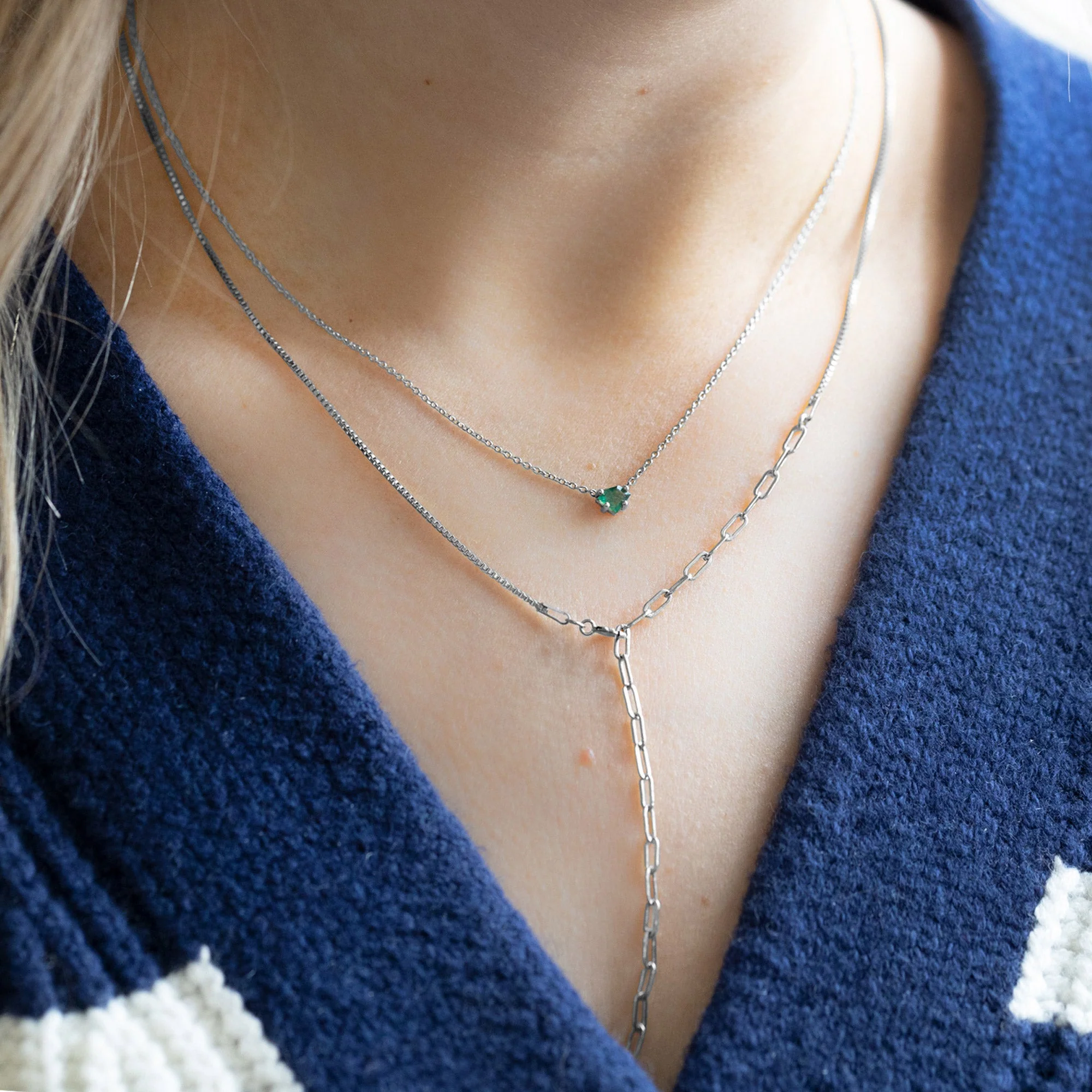 The Geometric Emerald Necklace | Yellow, Rose or White Gold - Image 9