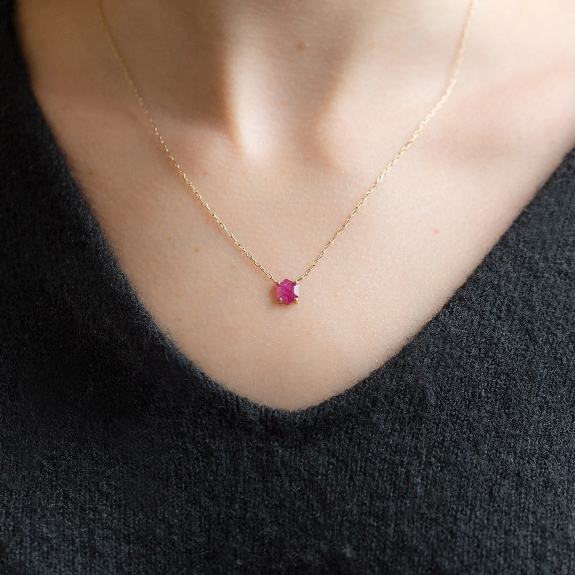 The Geometric Ruby Necklace | Yellow, Rose or Sterling Silver - Image 2