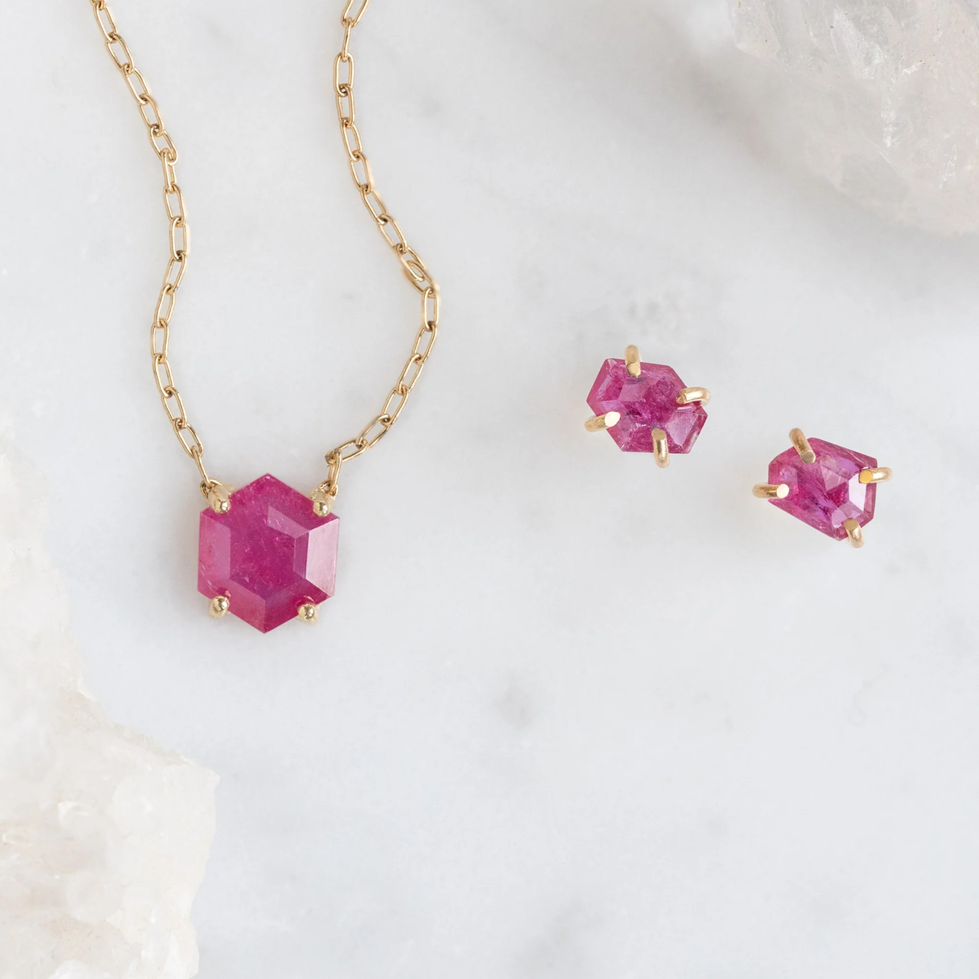The Geometric Ruby Necklace | Yellow, Rose or Sterling Silver - Image 3