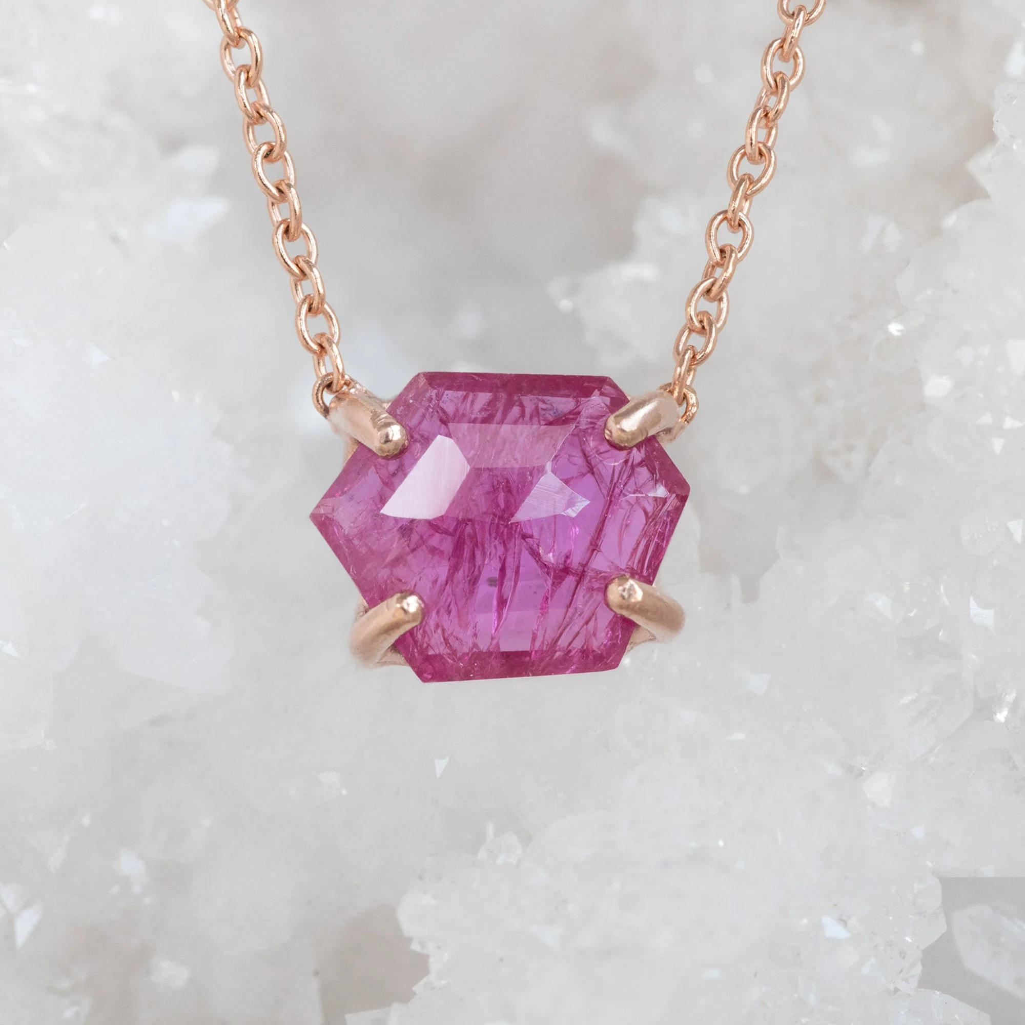 The Geometric Ruby Necklace | Yellow, Rose or Sterling Silver - Image 4