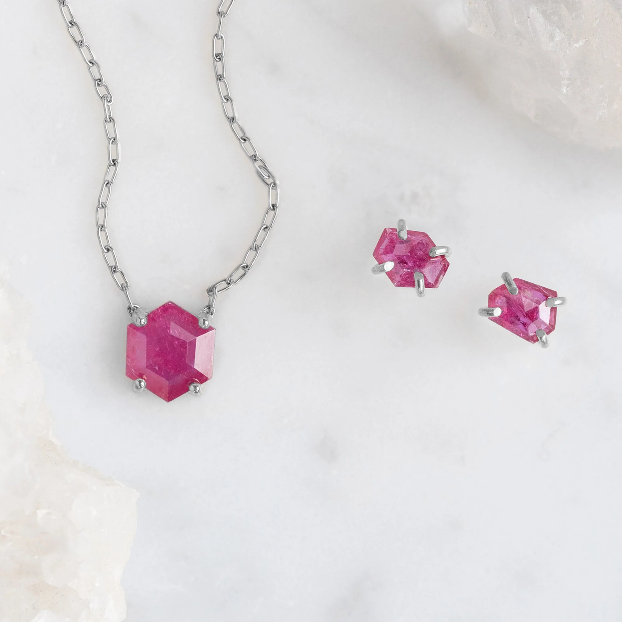 The Geometric Ruby Necklace | Yellow, Rose or Sterling Silver - Image 9