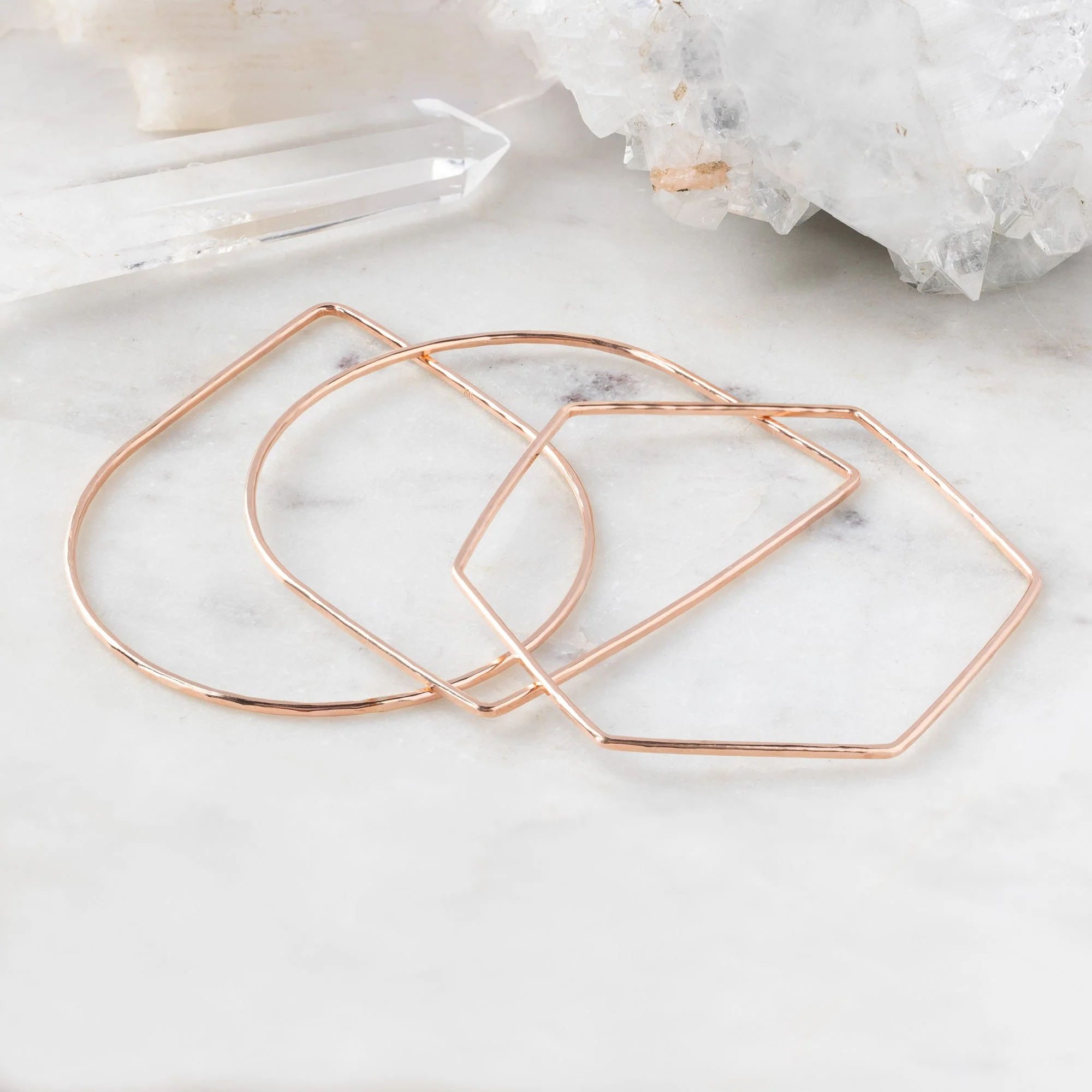 The Geometric Stacking Bangle Set | Yellow, Rose or Sterling Silver - Image 3