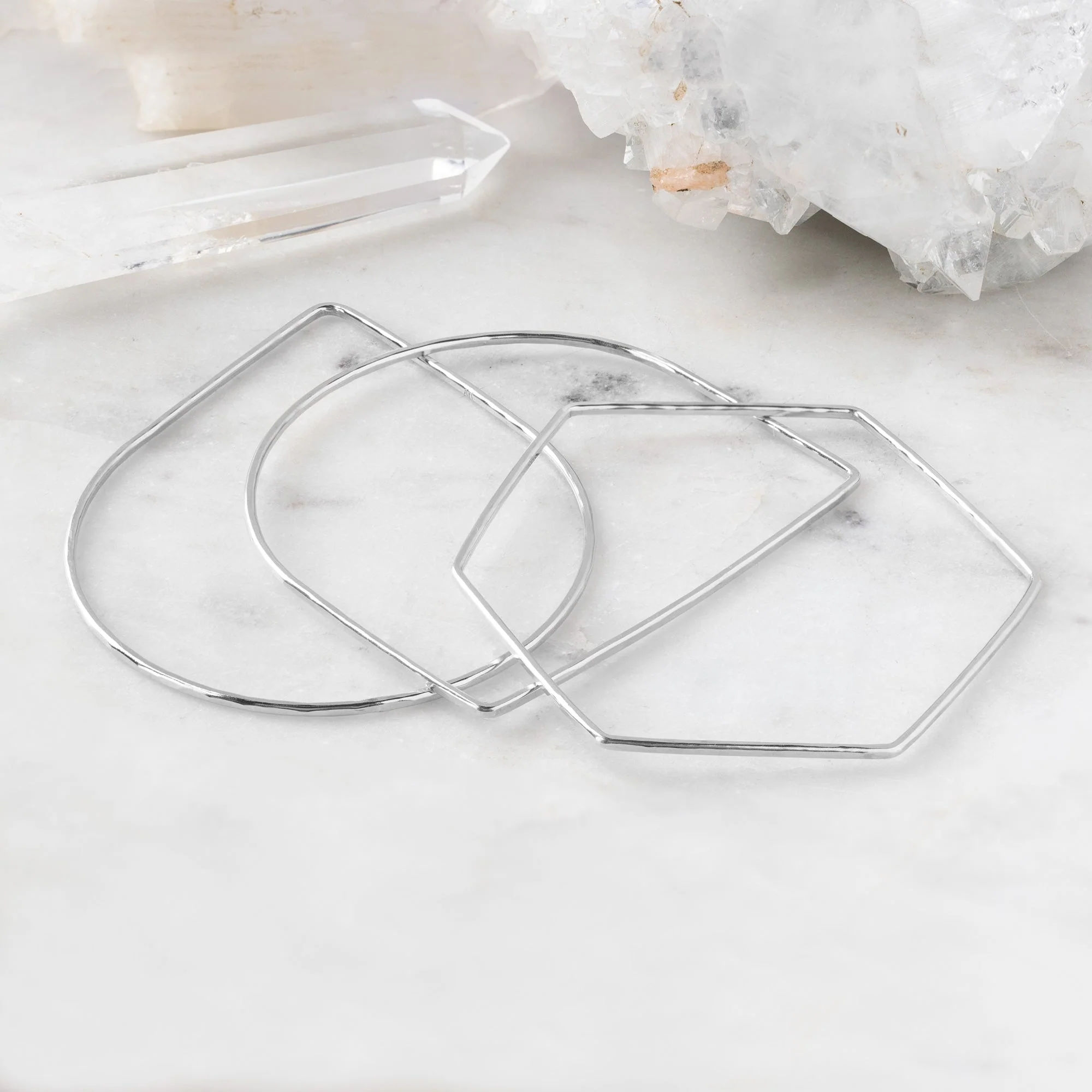 The Geometric Stacking Bangle Set | Yellow, Rose or Sterling Silver - Image 5