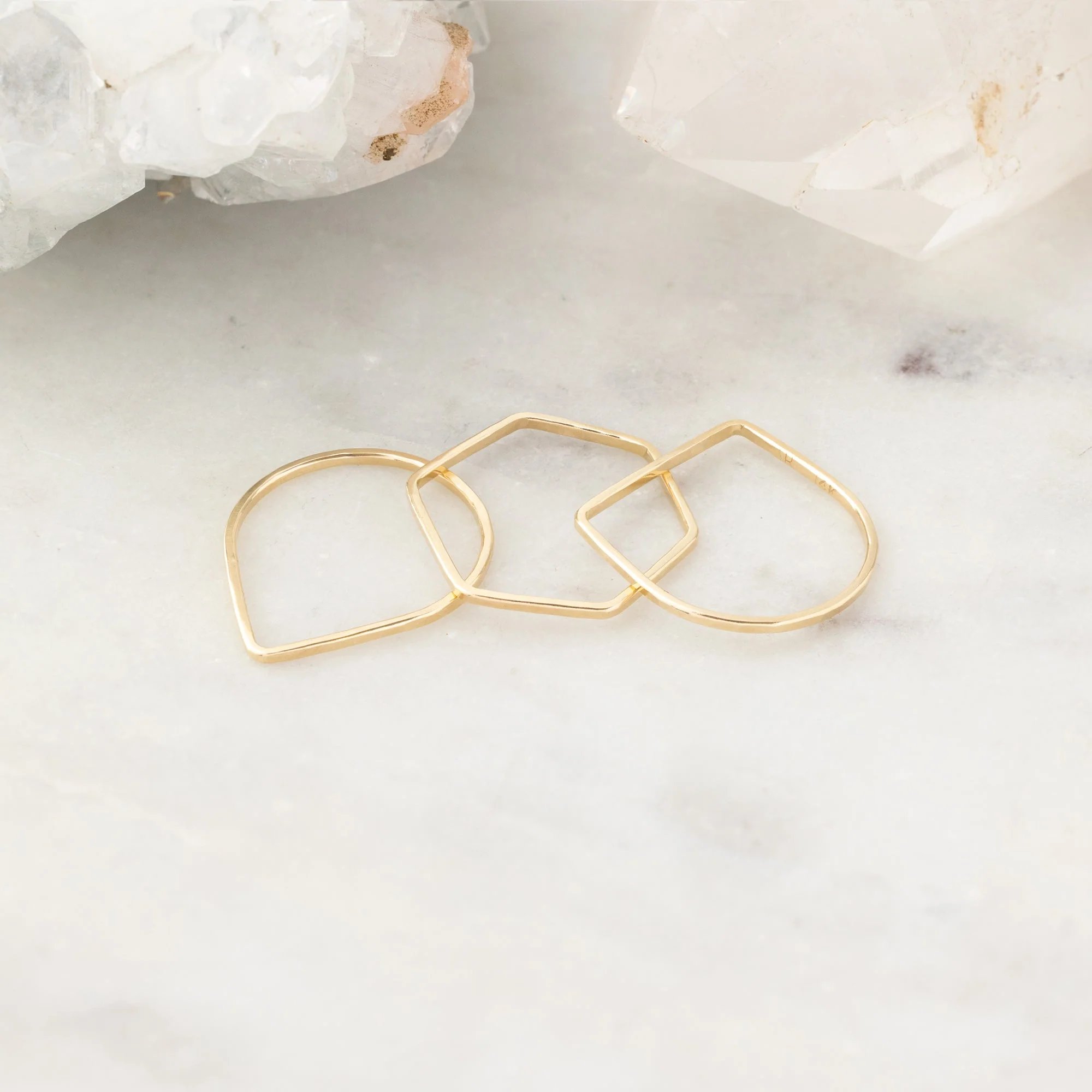 The Geometric Stacking Ring Set | Yellow, Rose or Sterling Silver
