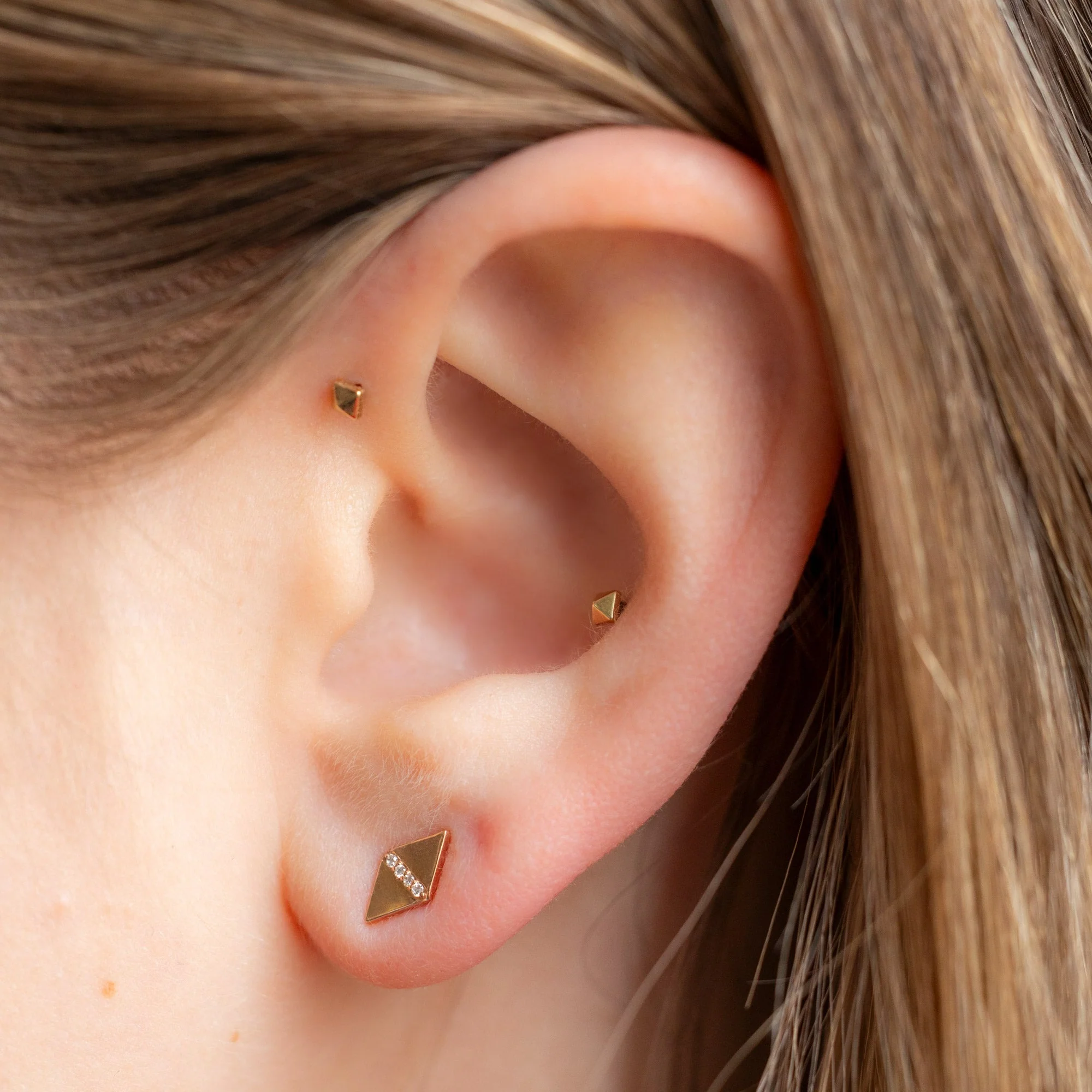 The Geometric White Diamond Pavé Studs | Yellow, Rose or White Gold - Image 8