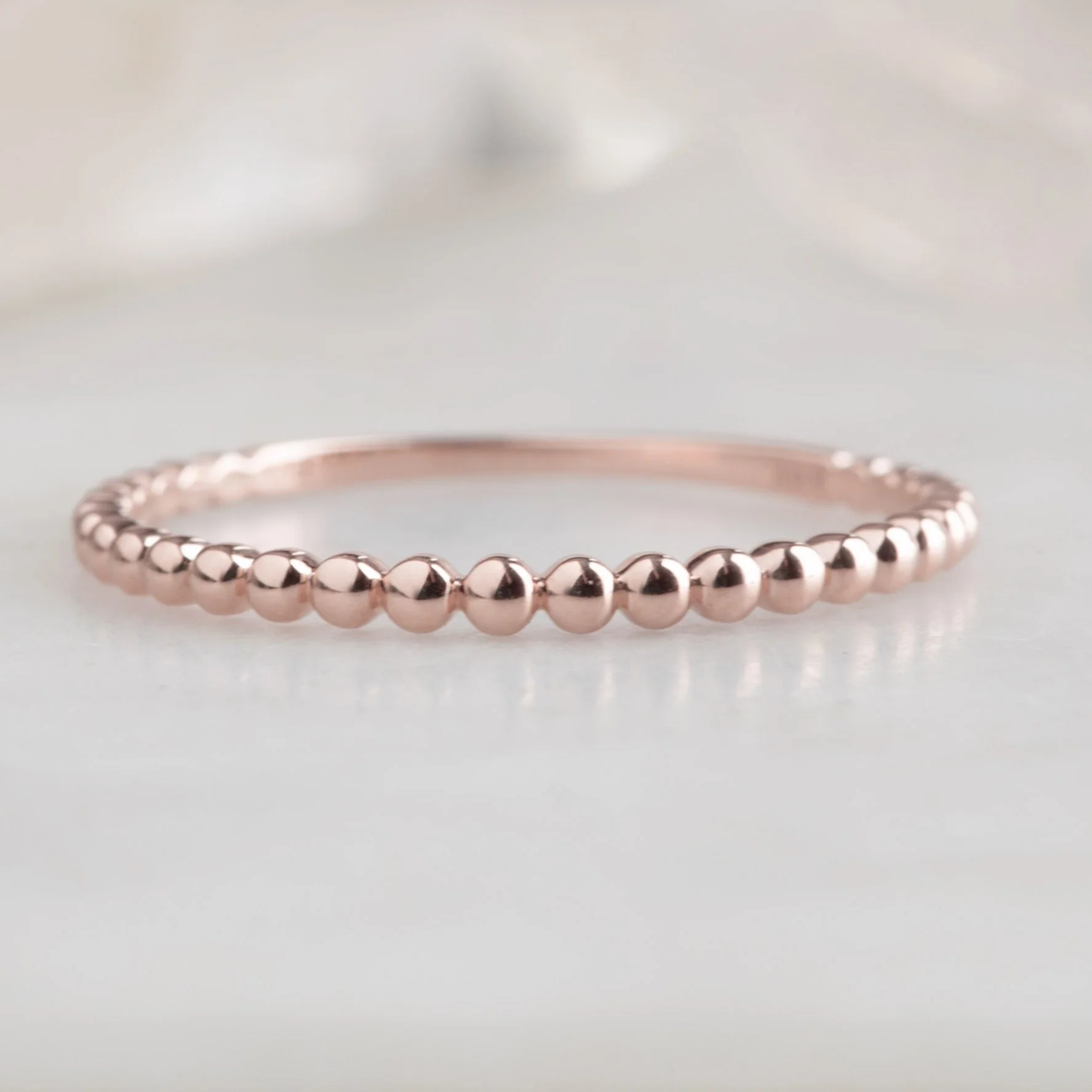 The Gold Beaded Stacking Band | Yellow or Rose Gold - Image 4