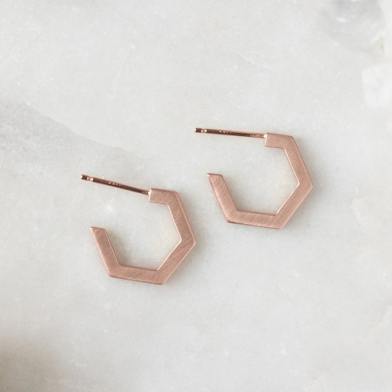 The Gold Hex Huggie Hoops | Yellow, Rose or White Gold