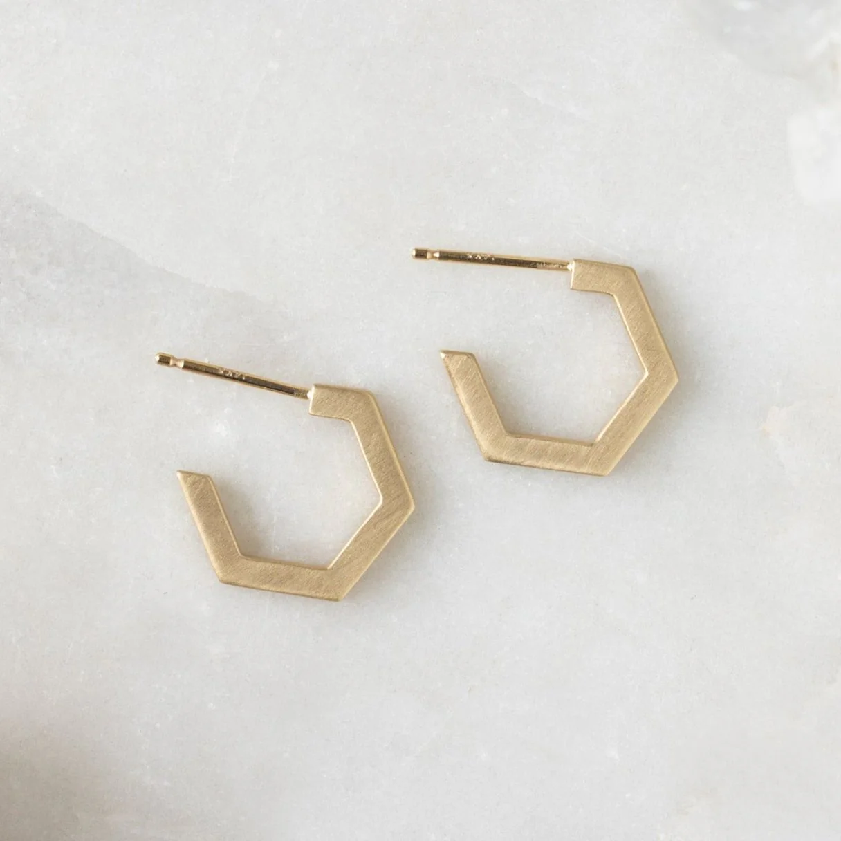 The Gold Hex Huggie Hoops | Yellow, Rose or White Gold - Image 4