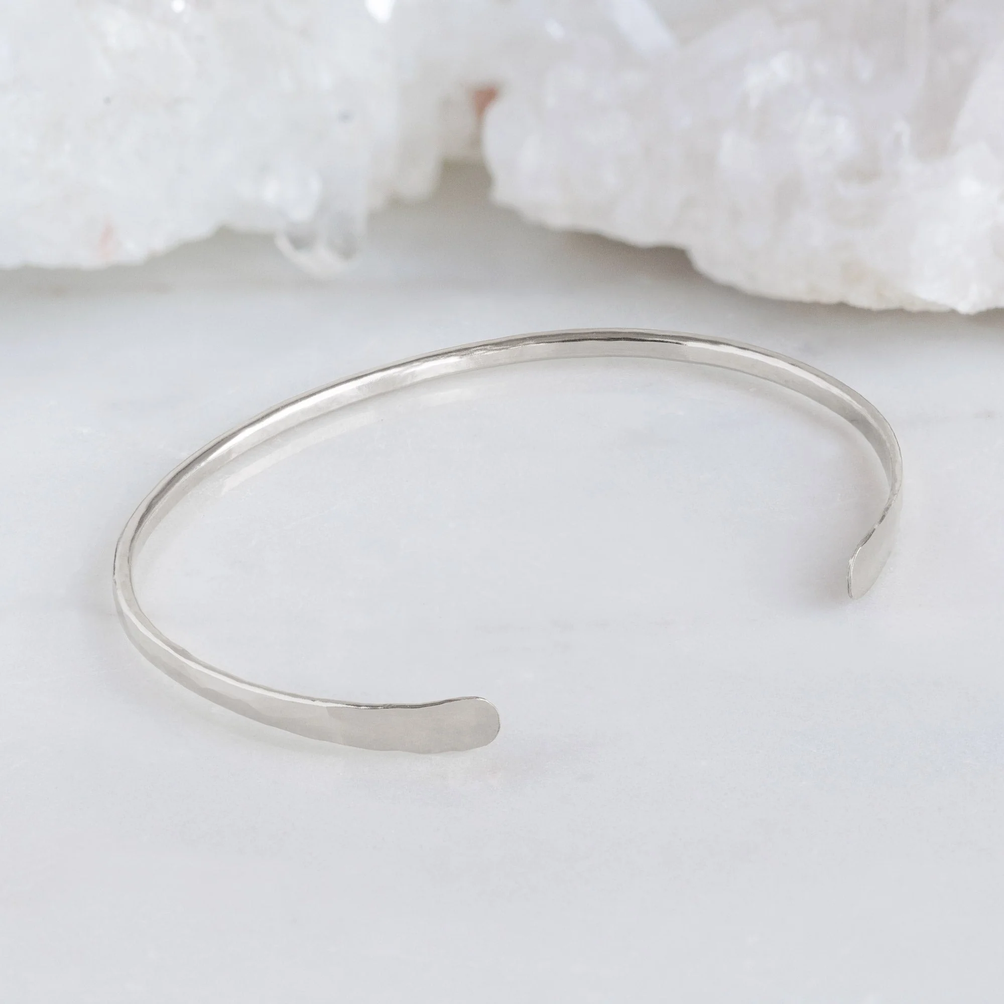 The Hammered Open Cuff Bracelet | Yellow, Rose or Sterling Silver - Image 7