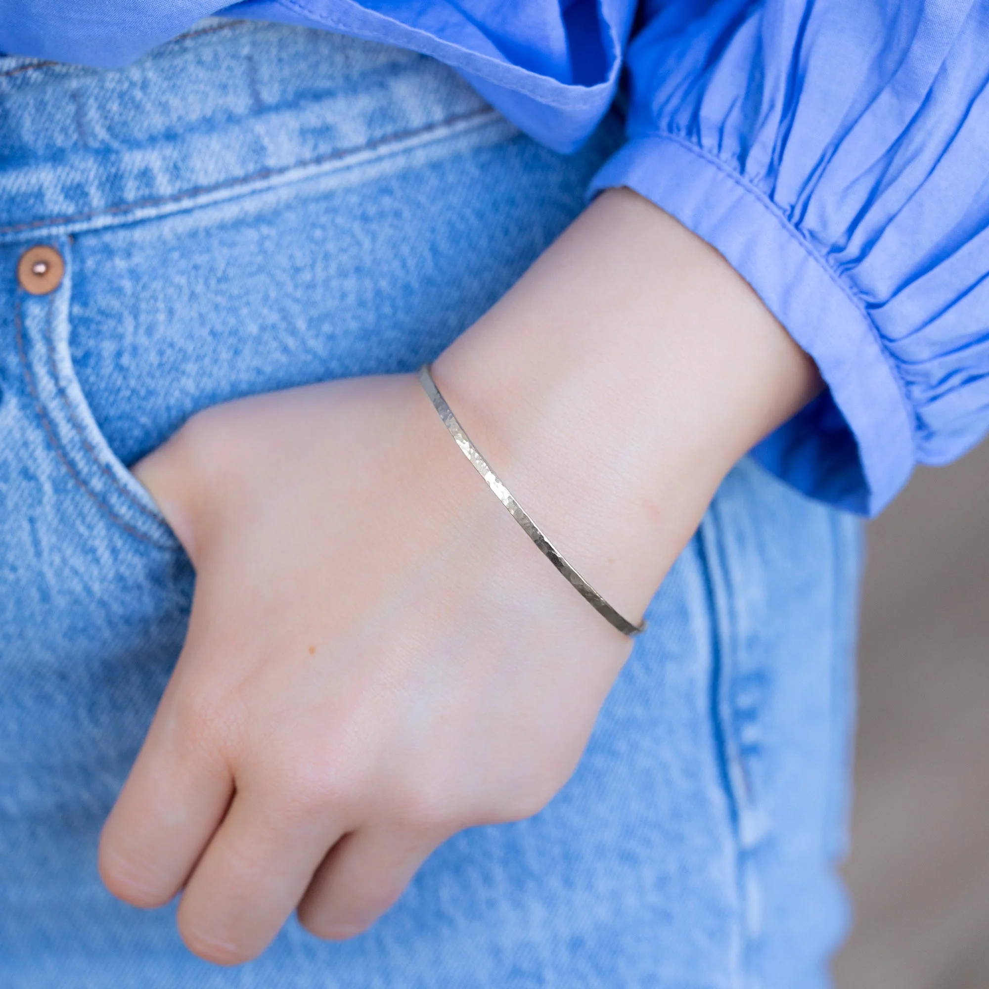 The Hammered Stacking Bangle | Yellow, Rose or Sterling Silver - Image 8