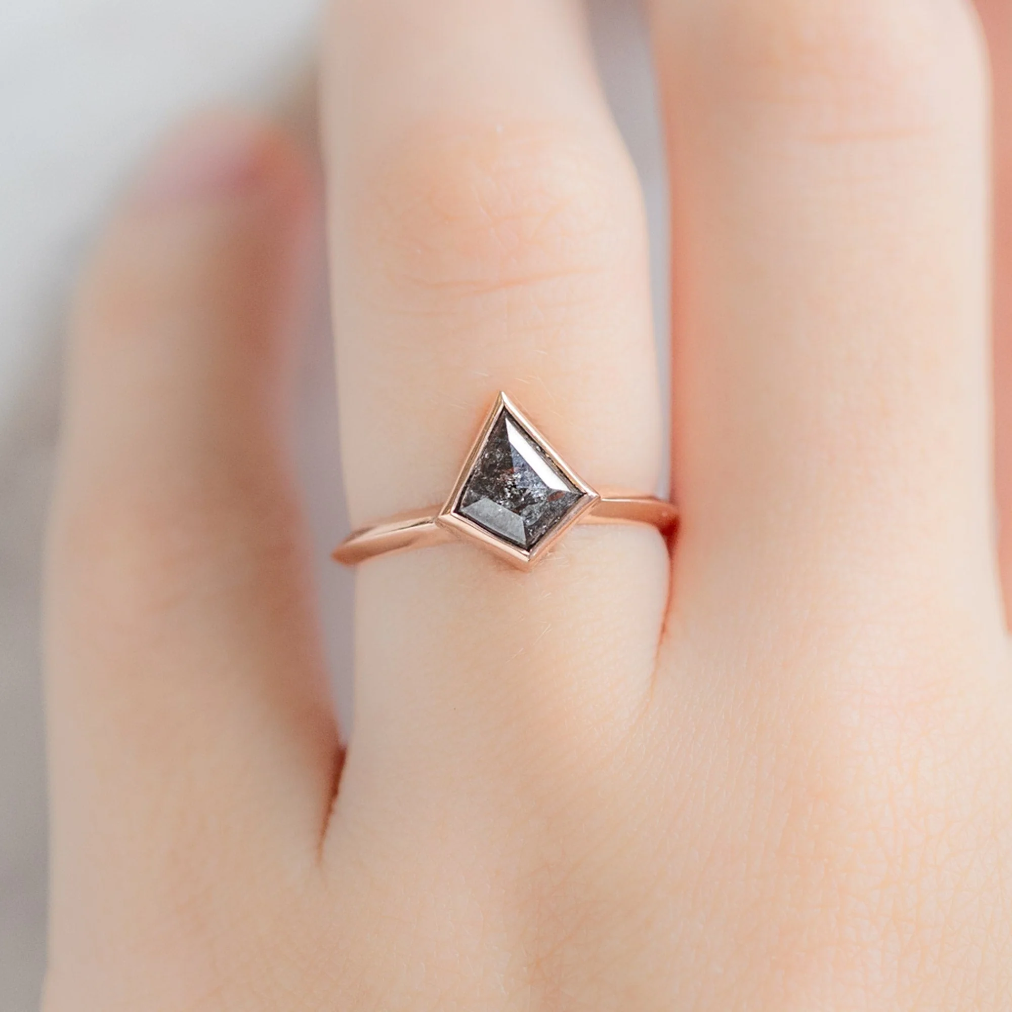 The Hazel Ring | 0.93ct Kite Black Diamond in 14K Rose Gold - Image 2