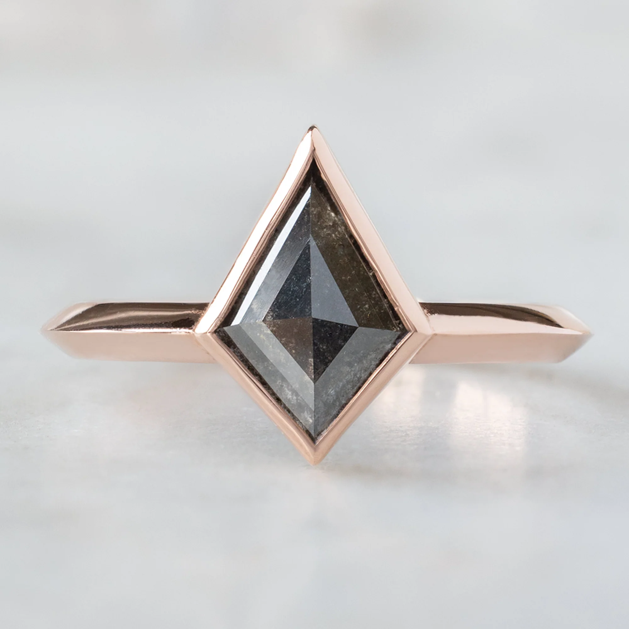 The Hazel Ring | 1.13ct Kite Black Diamond in 14K Rose Gold
