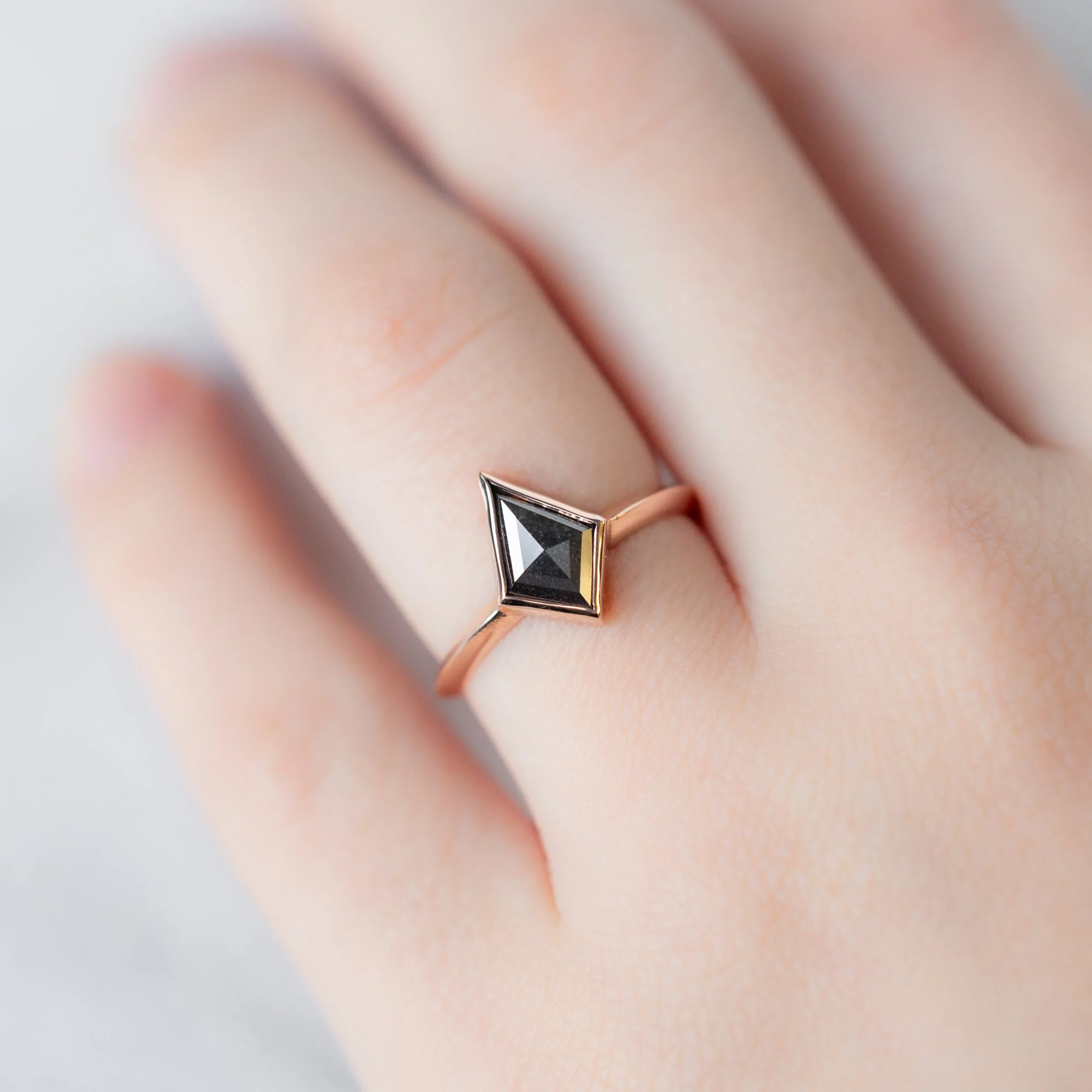The Hazel Ring | 1.13ct Kite Black Diamond in 14K Rose Gold - Image 2