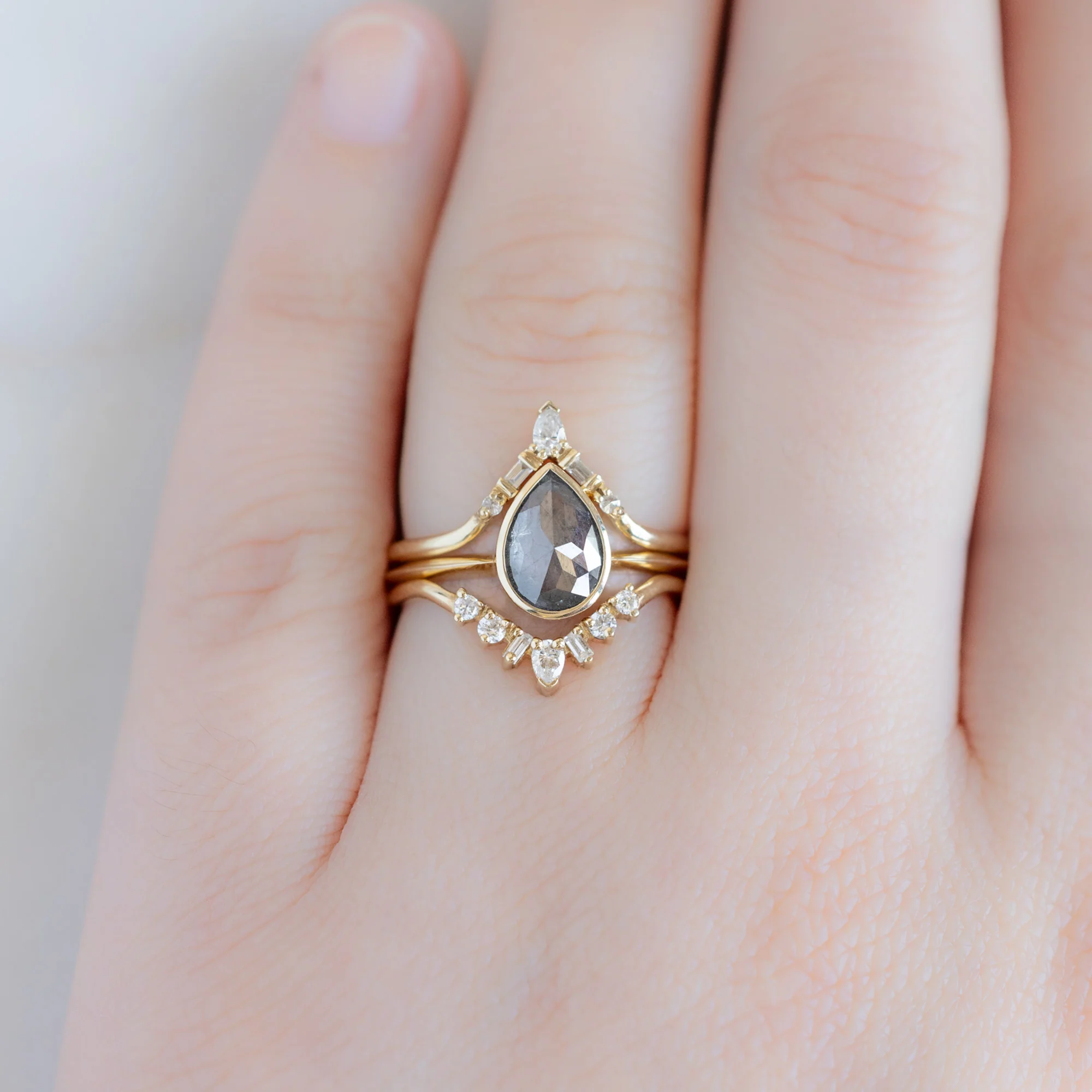 The Hazel Ring | 1.28ct Rose Cut Salt and Pepper Diamond in 14K Yellow Gold - Image 3