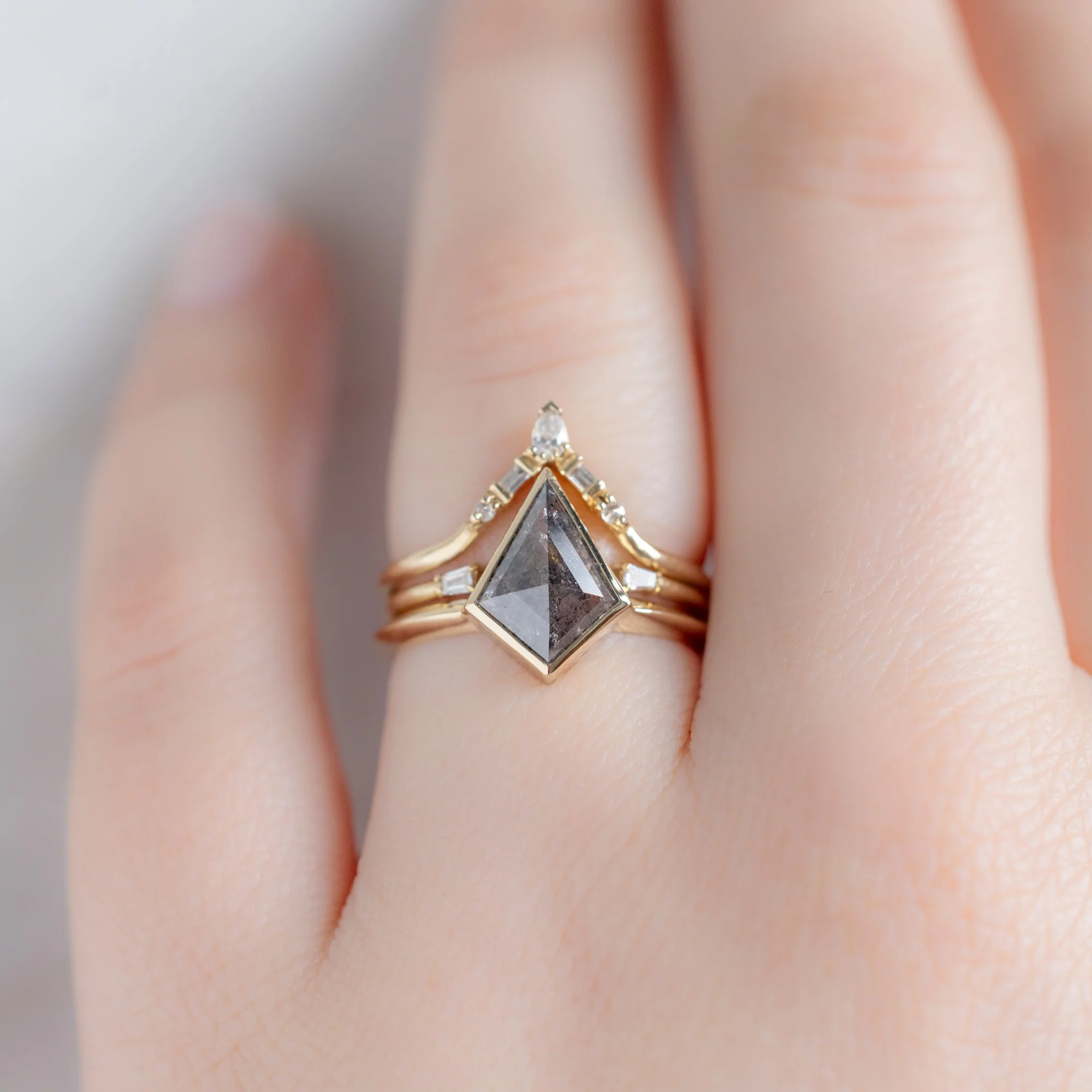 The Hazel Ring | 2.05ct Kite Salt and Pepper Diamond in 14K Yellow Gold - Image 2