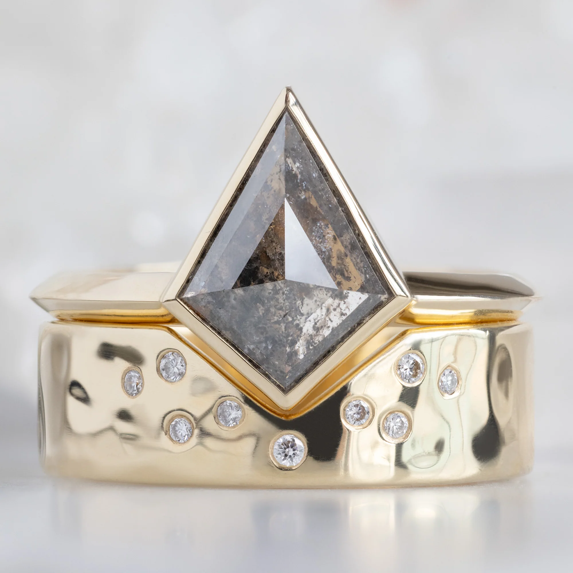 The Hazel Ring | 2.05ct Kite Salt and Pepper Diamond in 14K Yellow Gold - Image 4