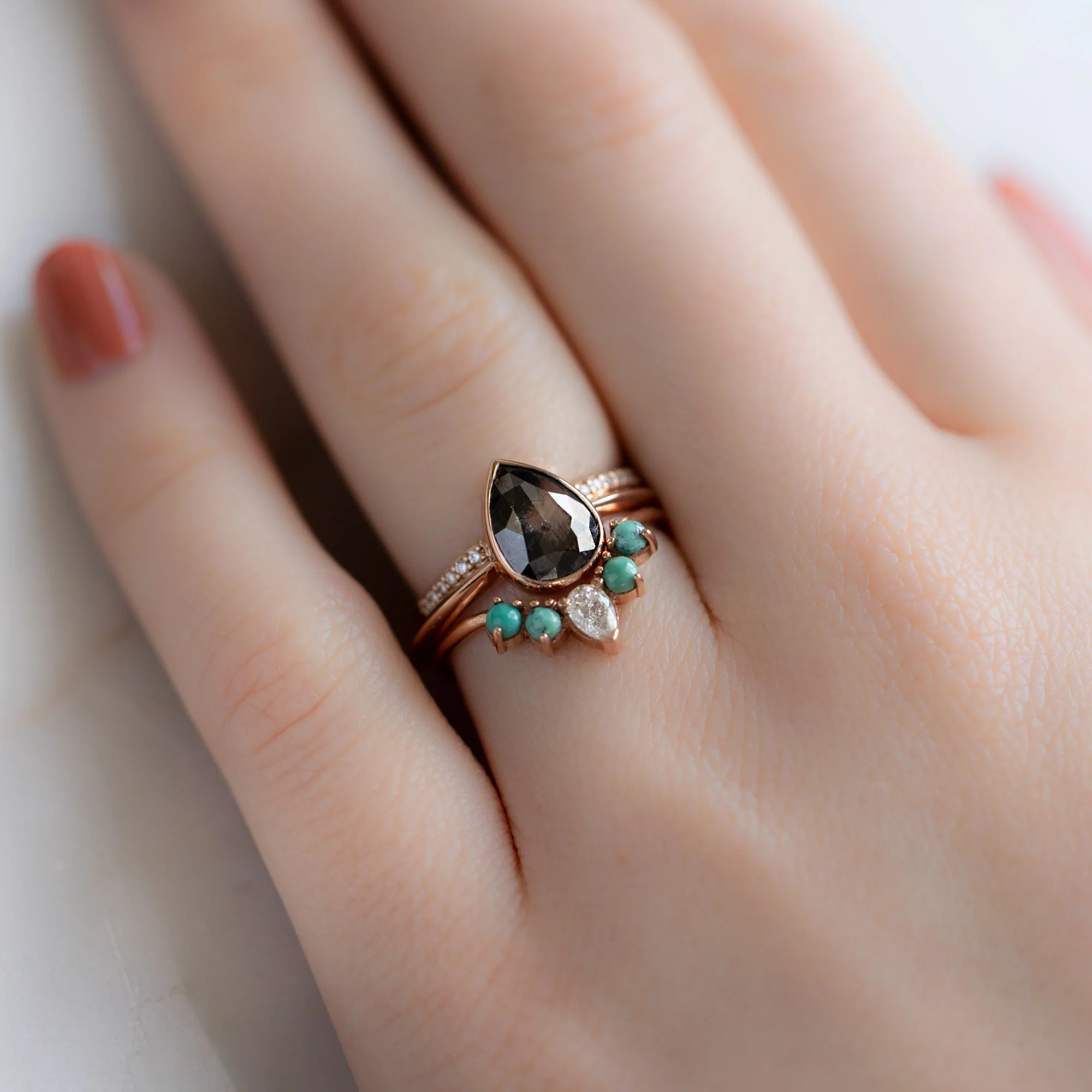 The Hazel Ring | Build Your Own Pear Black Diamond Engagement Ring - Image 4