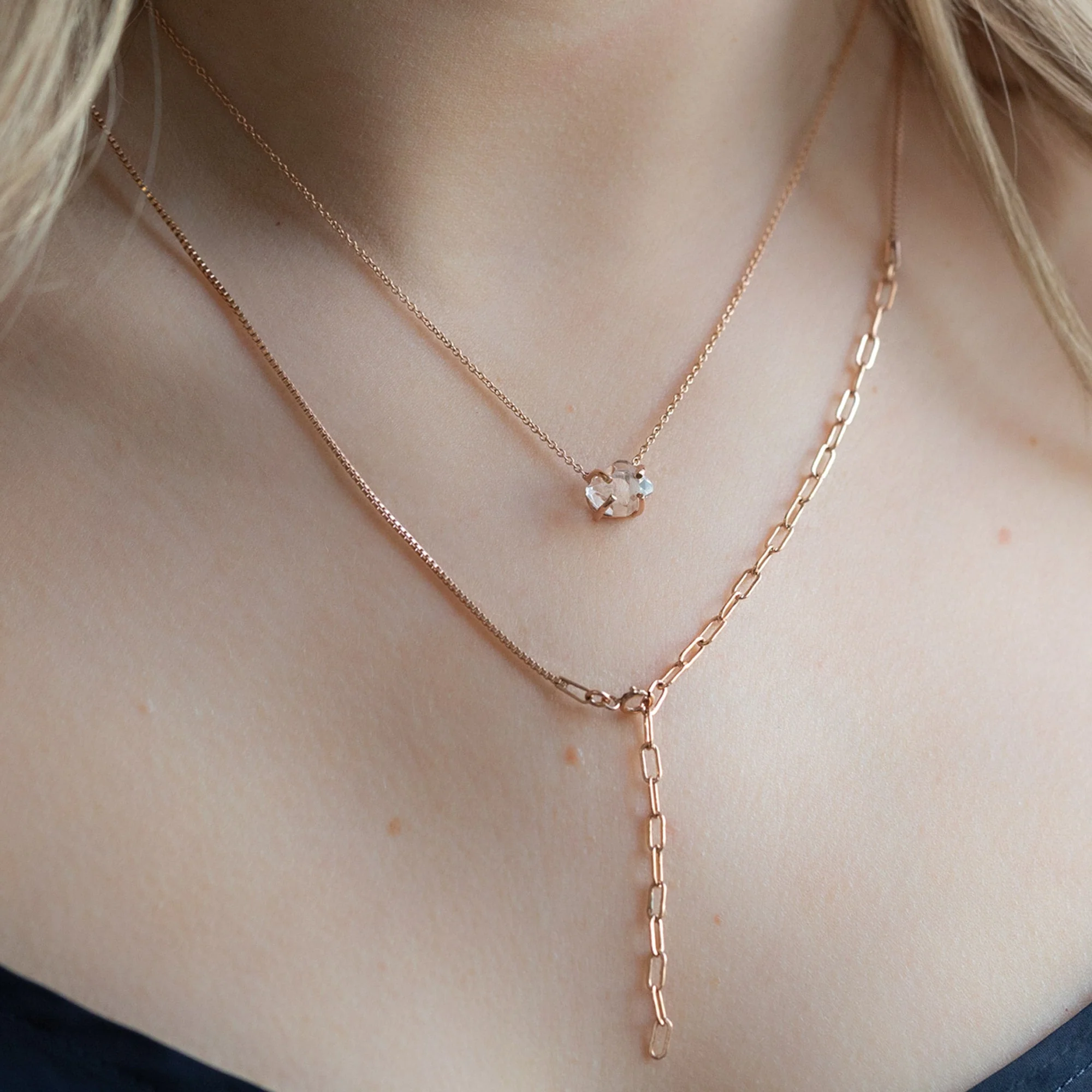 The Herkimer Diamond Necklace | Yellow, Rose or Sterling Silver - Image 3