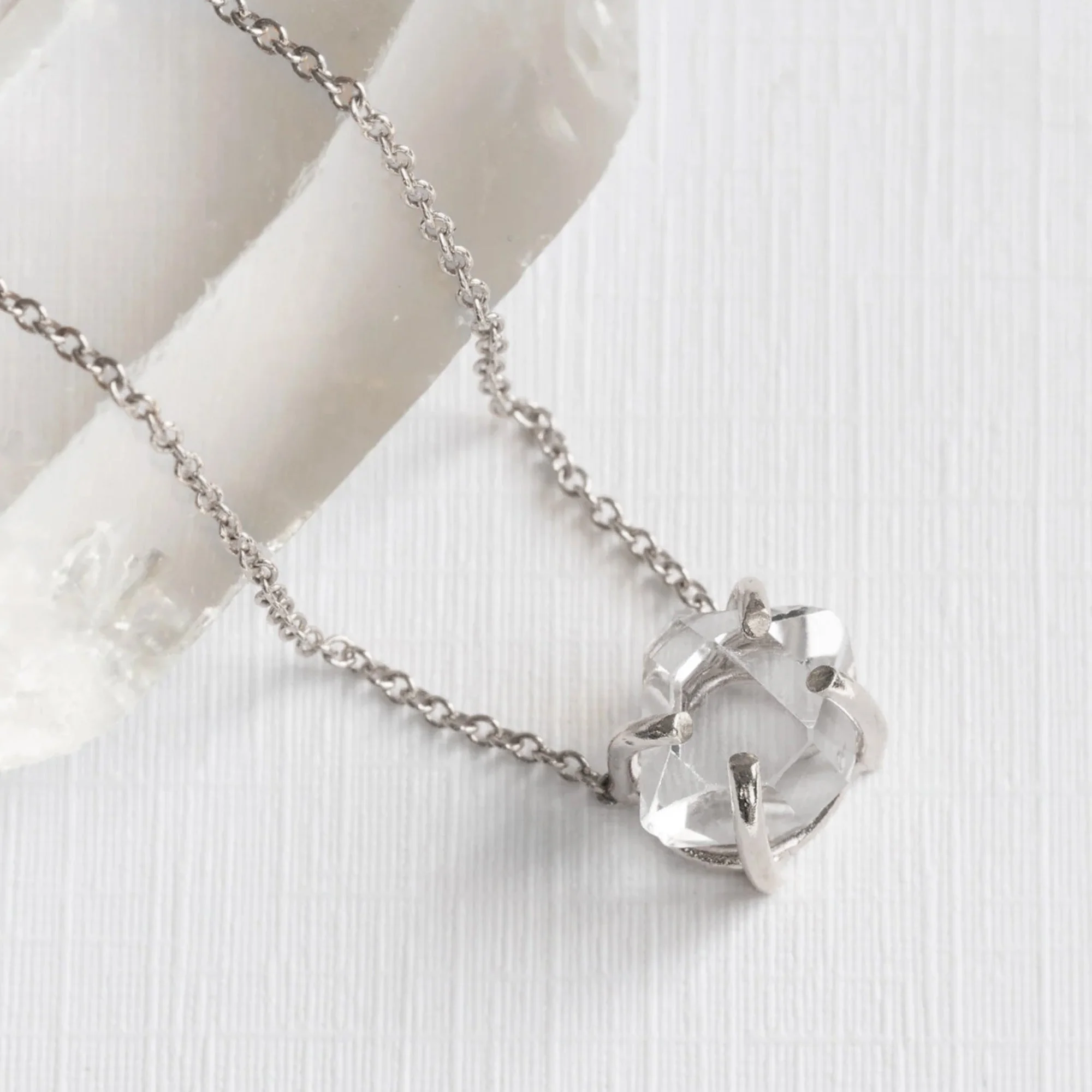 The Herkimer Diamond Necklace | Yellow, Rose or Sterling Silver - Image 5