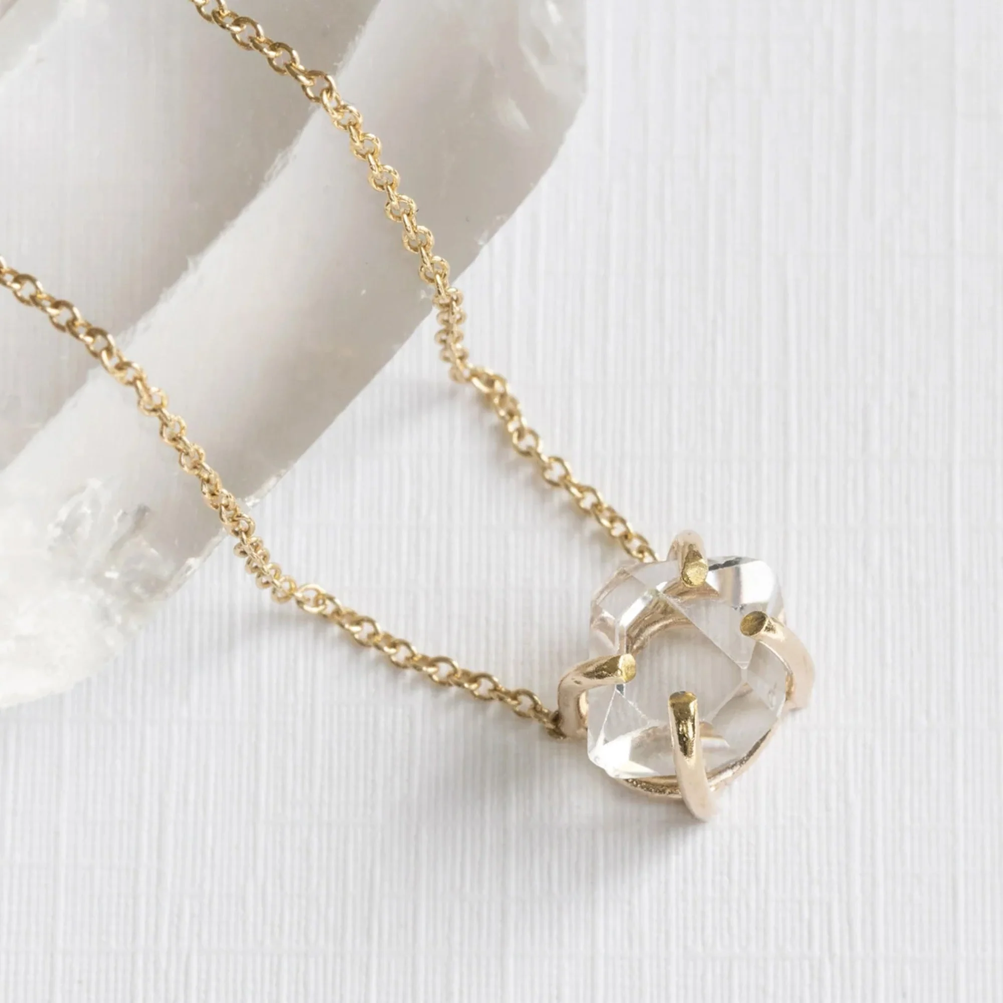 The Herkimer Diamond Necklace | Yellow, Rose or Sterling Silver - Image 8