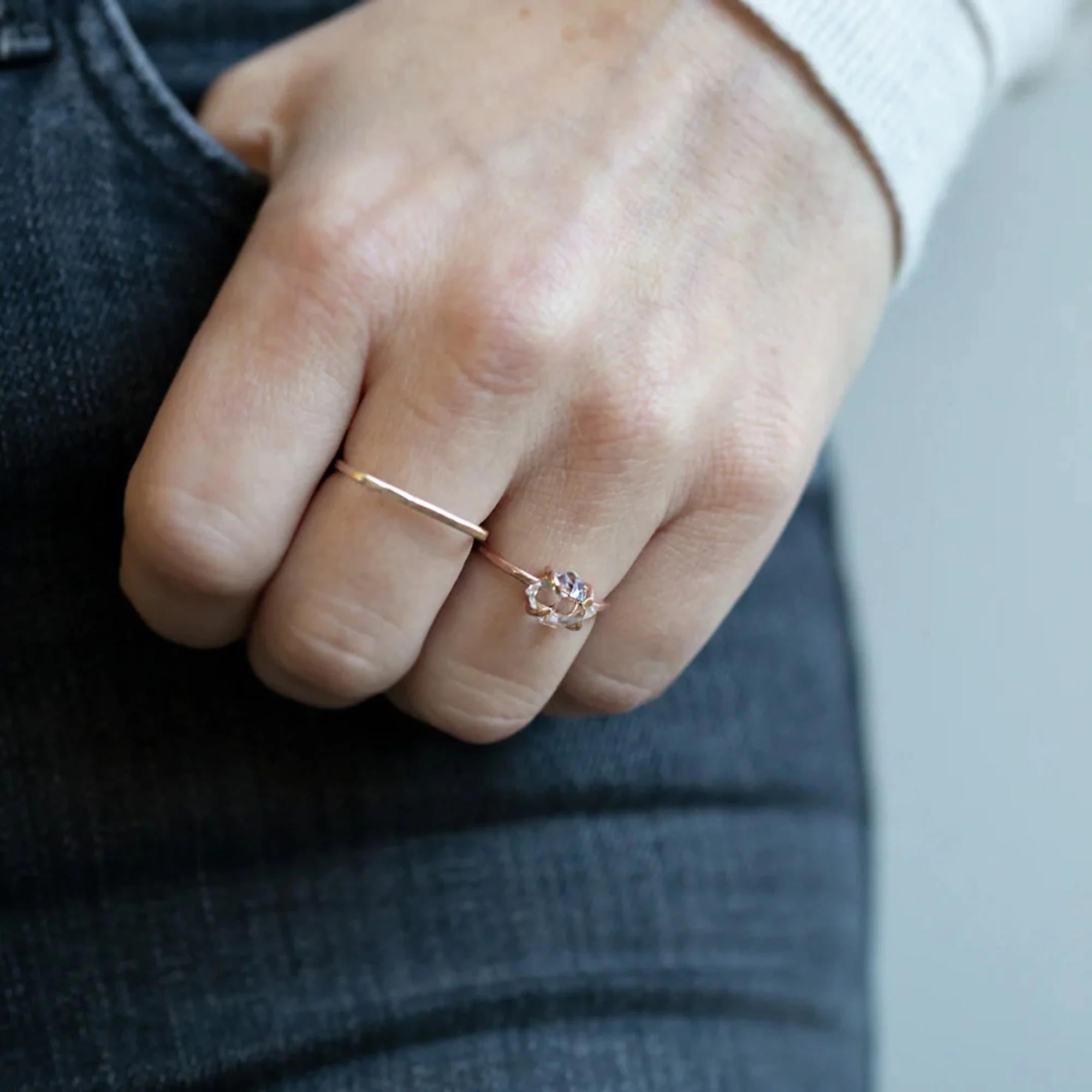The Herkimer Diamond Ring | Yellow, Rose or Sterling Silver - Image 2