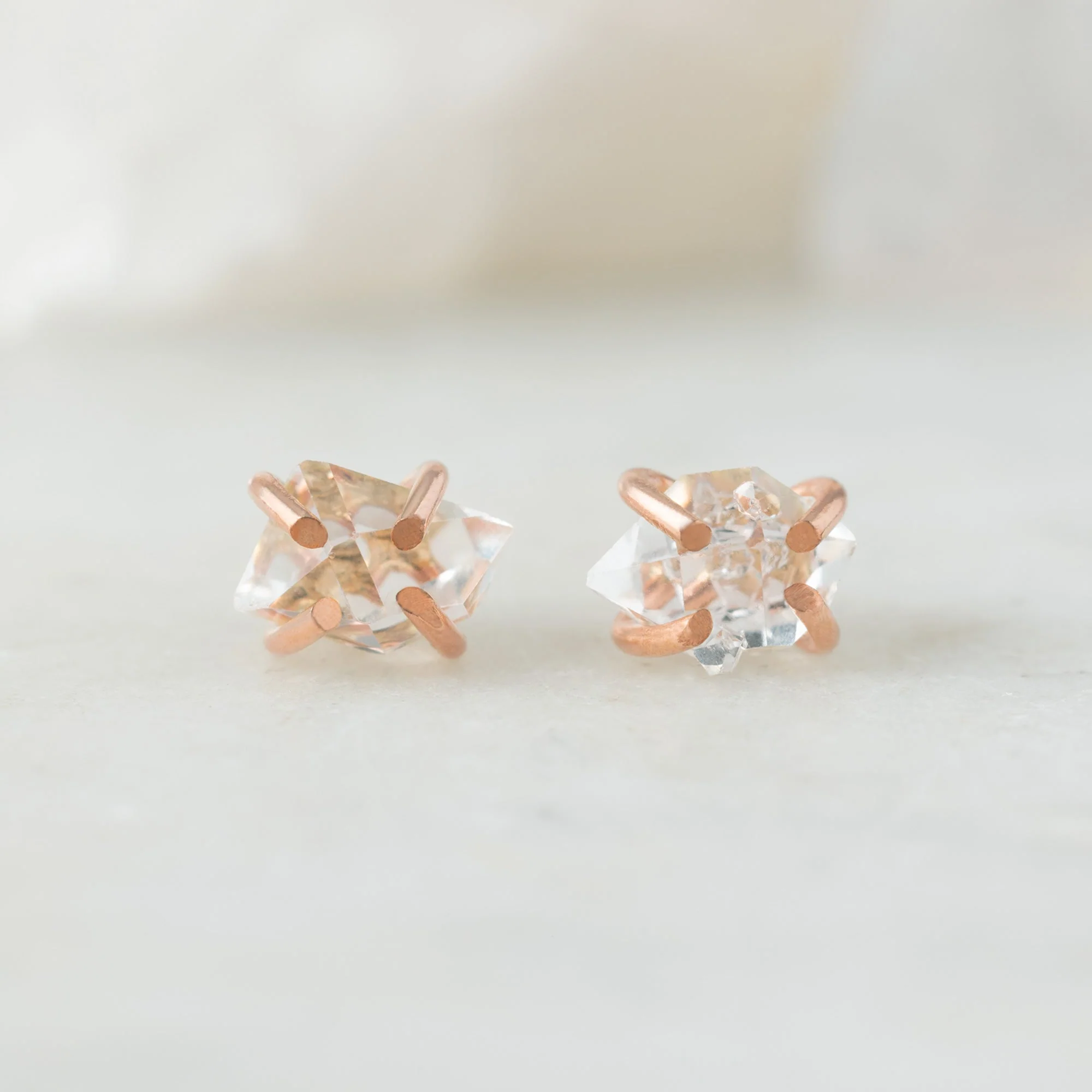 The Herkimer Diamond Stud Earrings | Yellow, Rose or Sterling Silver