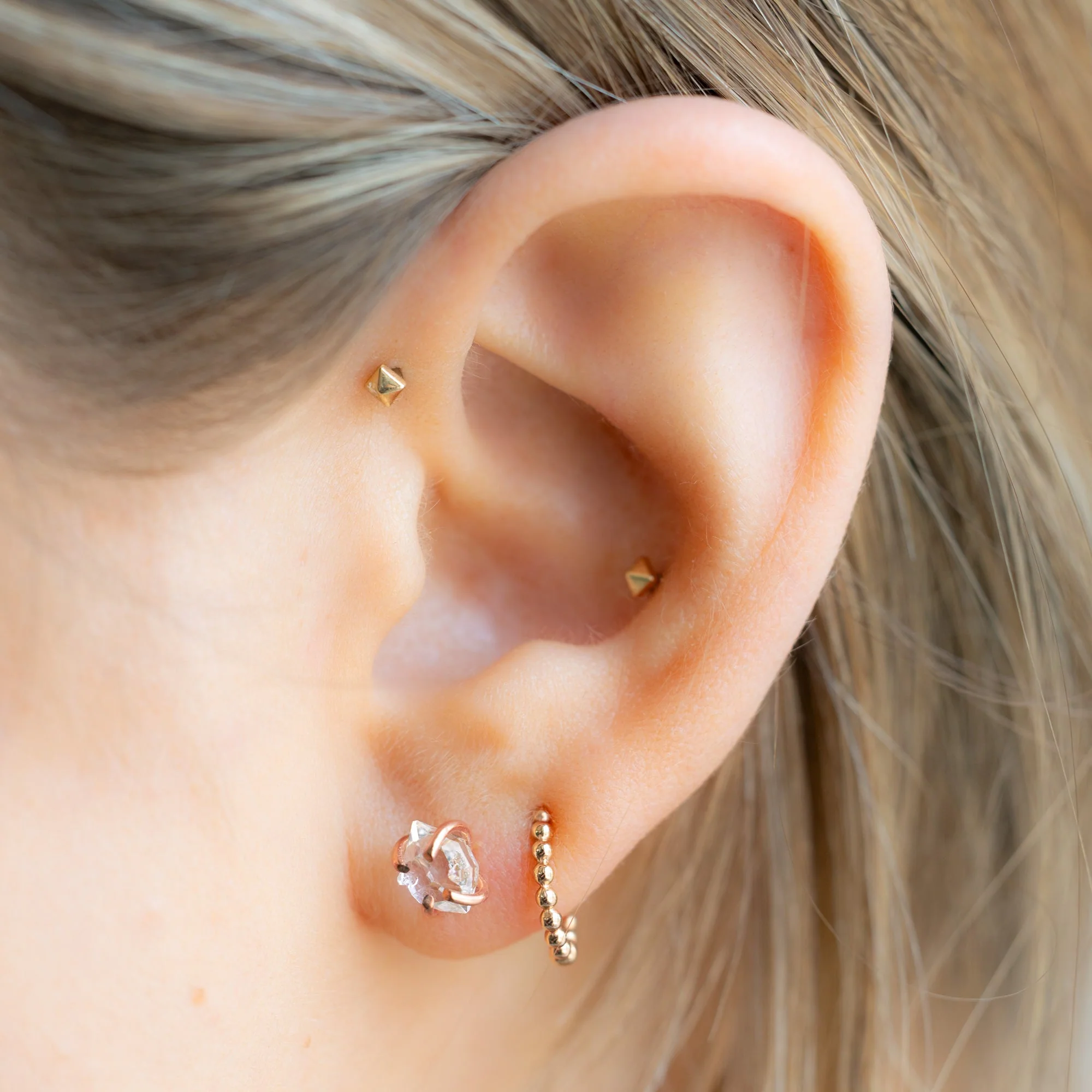 The Herkimer Diamond Stud Earrings | Yellow, Rose or Sterling Silver - Image 3