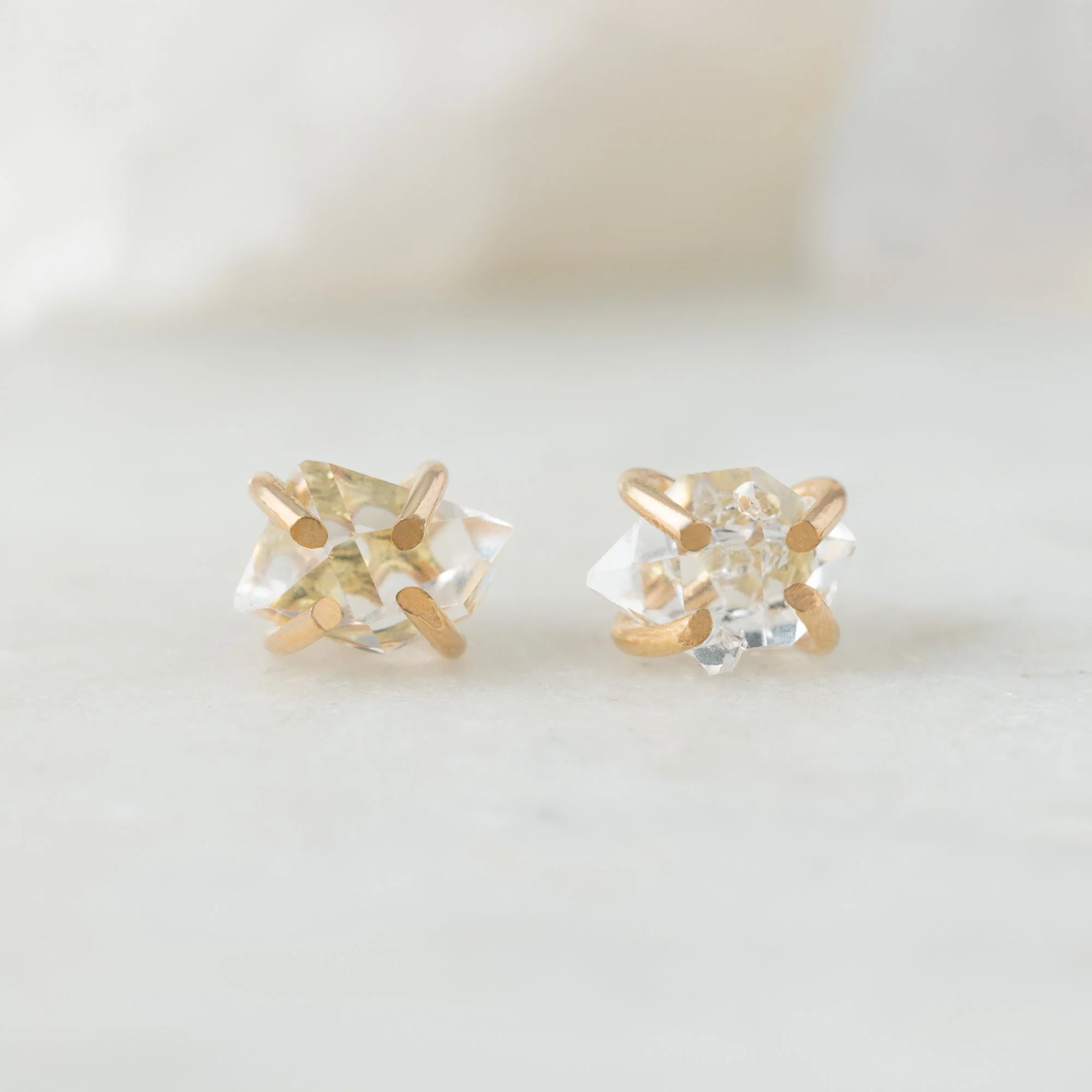 The Herkimer Diamond Stud Earrings | Yellow, Rose or Sterling Silver - Image 4