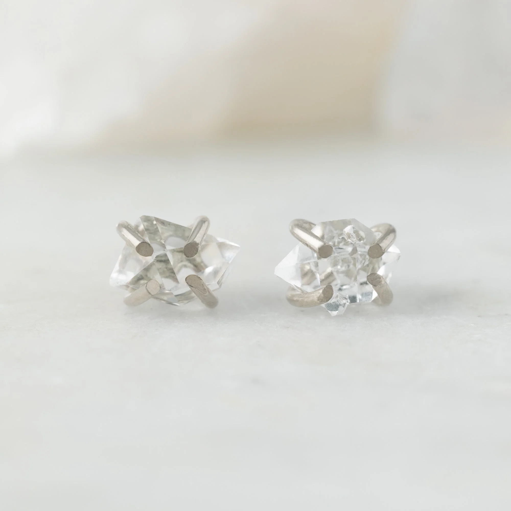 The Herkimer Diamond Stud Earrings | Yellow, Rose or Sterling Silver - Image 5
