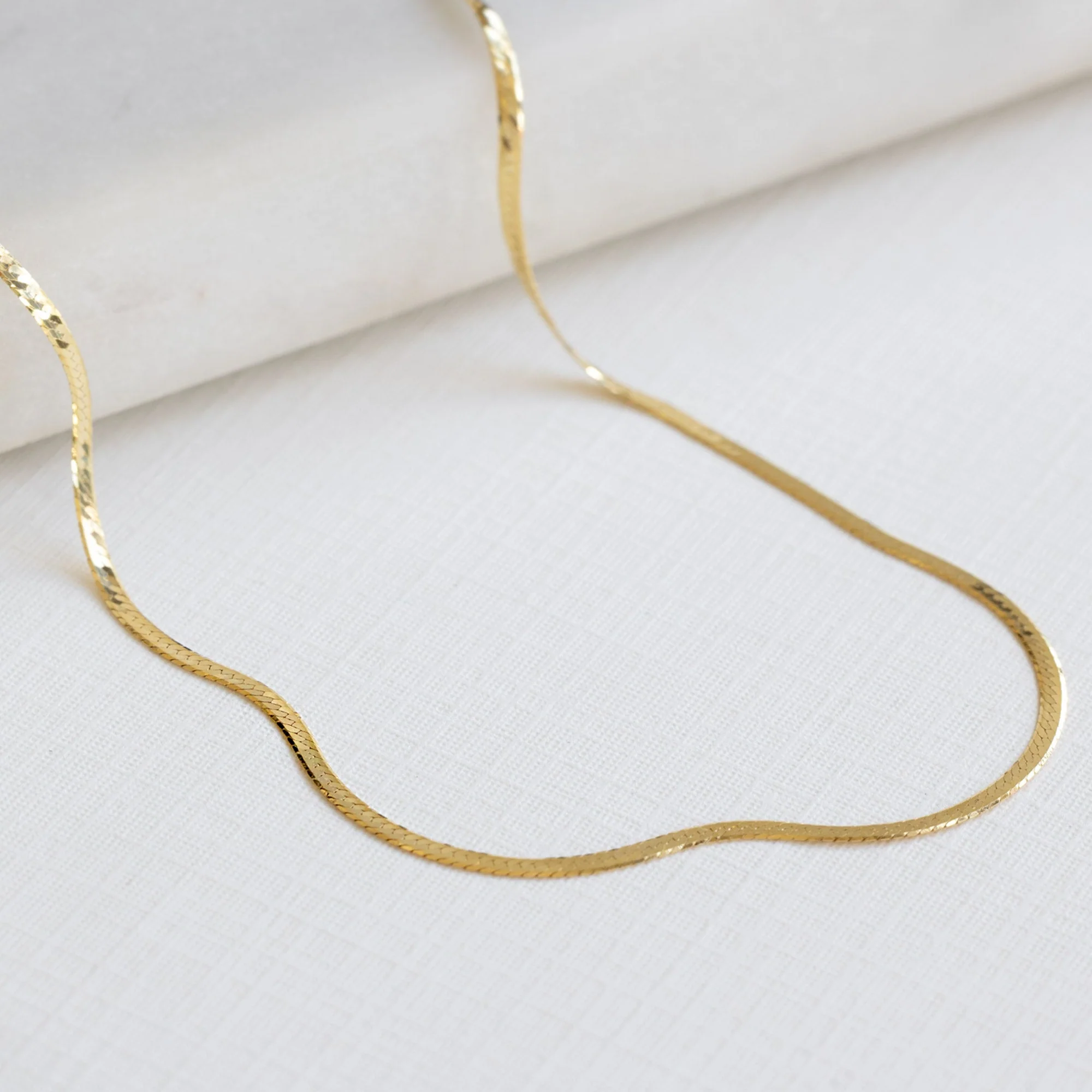 The Herringbone Chain Necklace | Yellow Gold