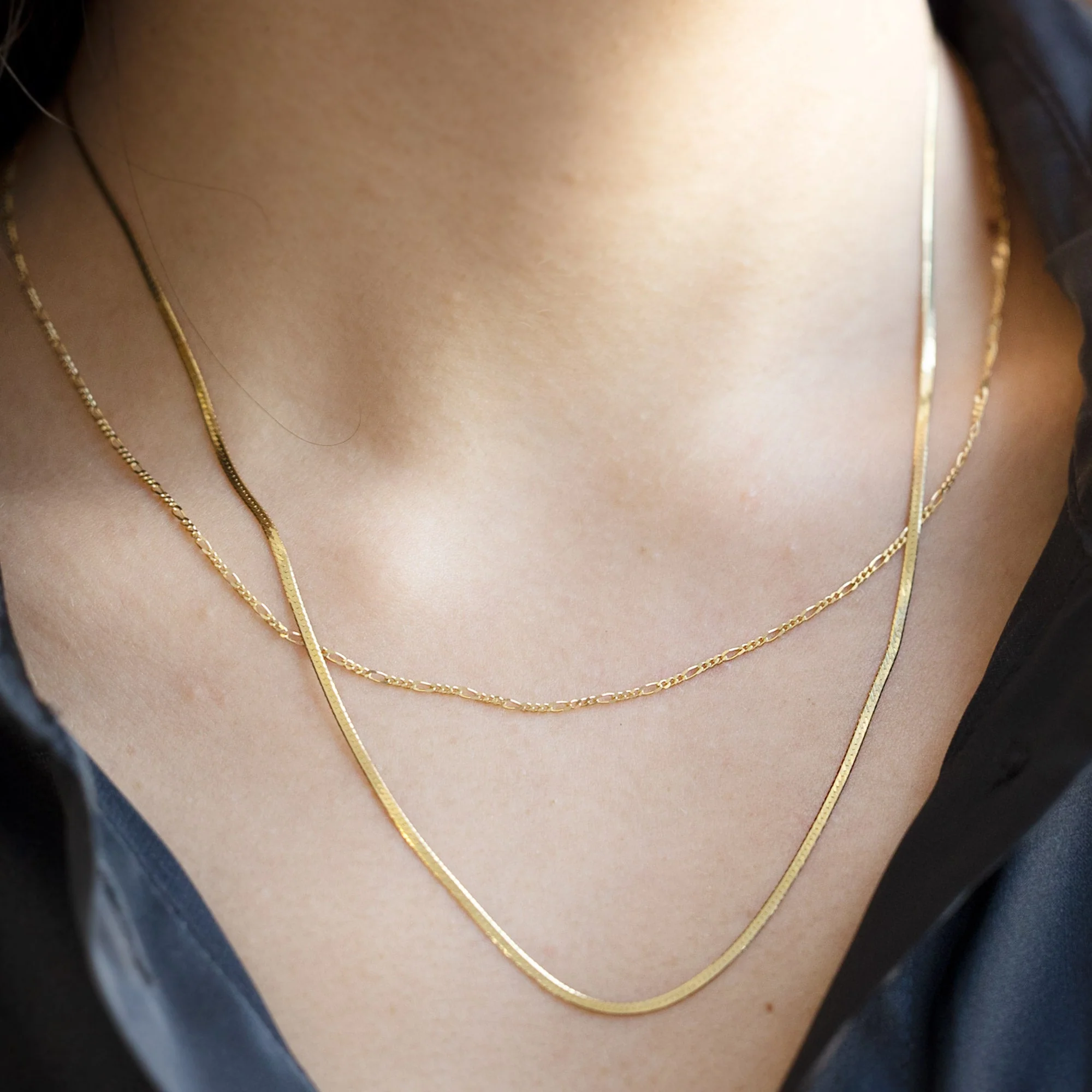The Herringbone Chain Necklace | Yellow Gold - Image 4