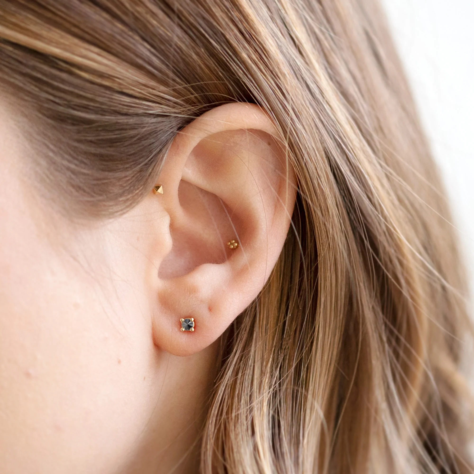 The Inverted Black Diamond Stud Earrings | Yellow, Rose or White Gold - Image 8
